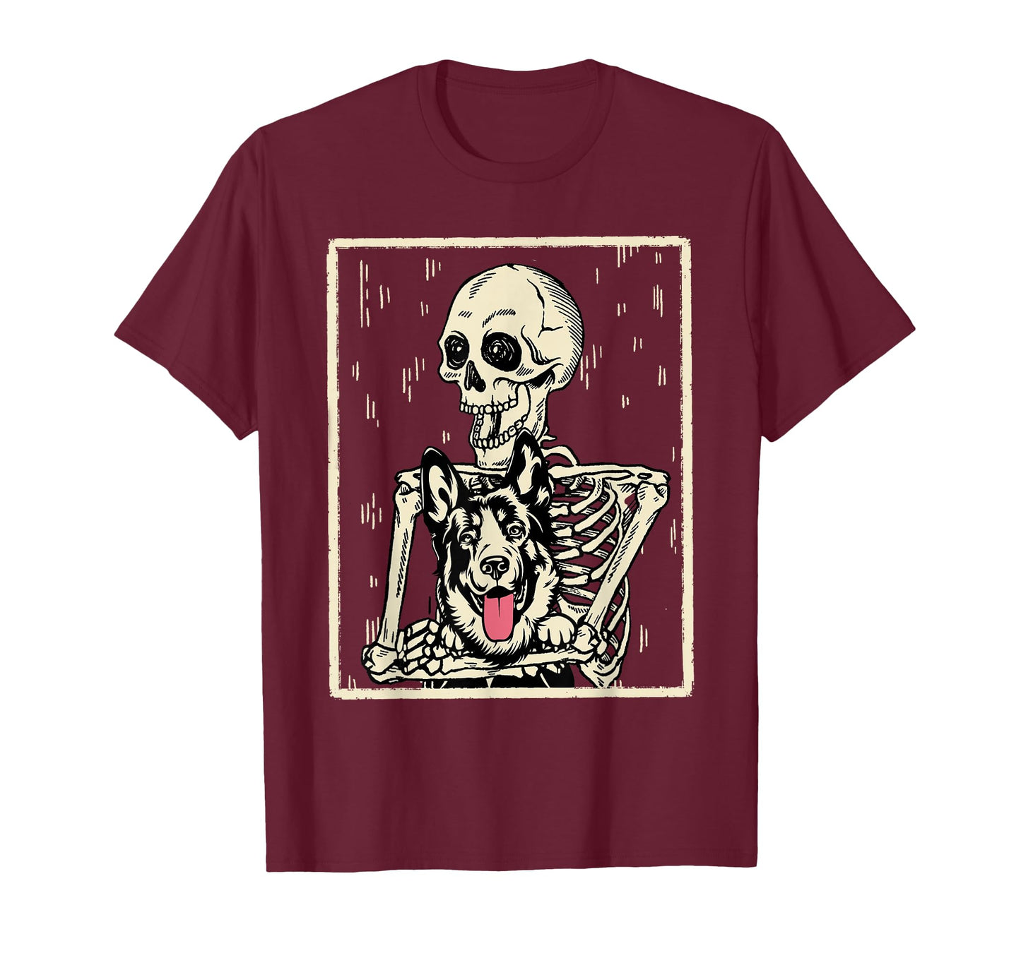 Funny Skeleton Hugging German Shepherd Halloween Dog Mom T-Shirt