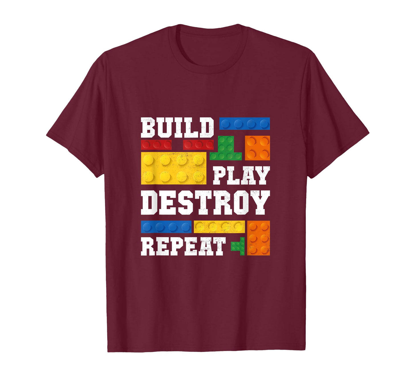Build Play Destroy Repeat Brick Master Builder Kid Boy Girls T-Shirt