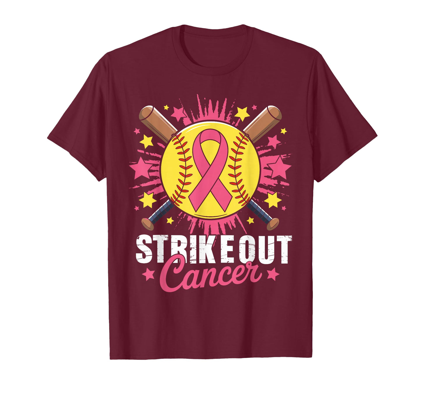Strike Out Breast Cancer Awareness Softball Pink Women Girls T-Shirt
