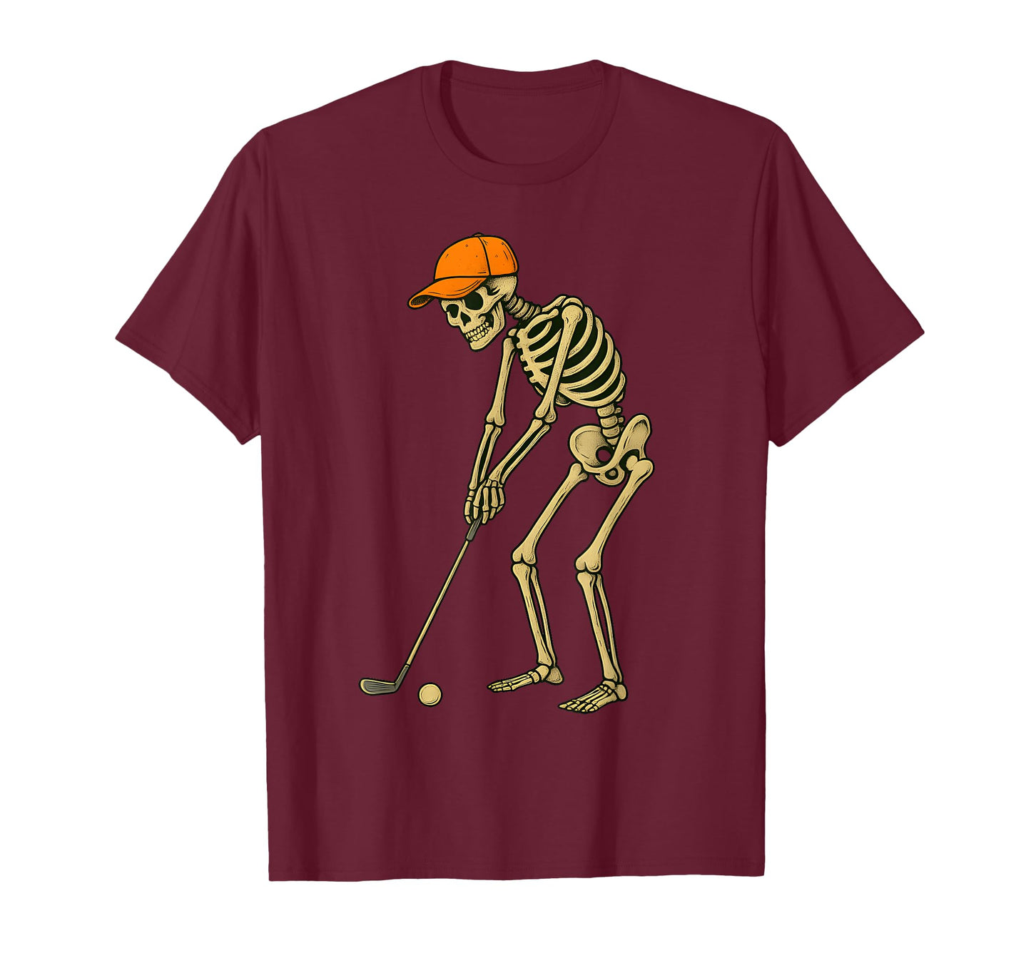 Skeleton Golf Halloween Golfer Golf Player Funny Men Dad T-Shirt