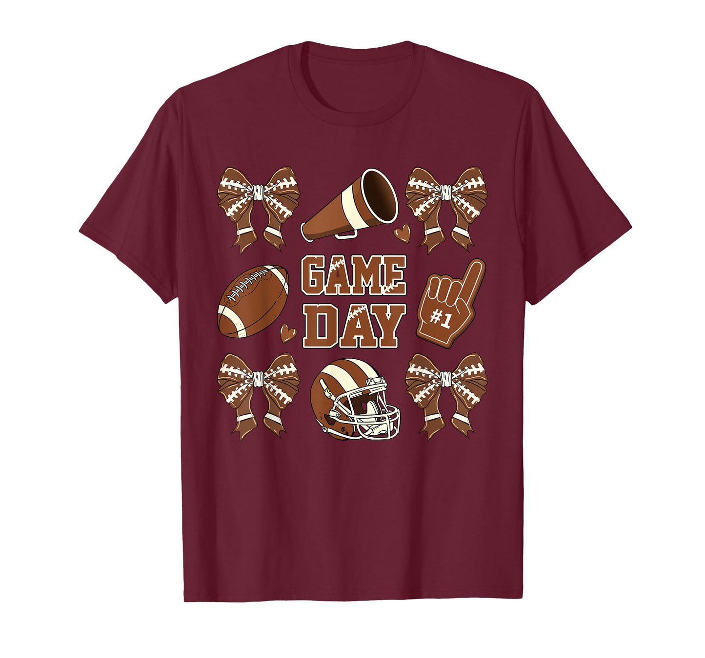 Football Coquette Bow Football Mom Game Day Women Girls Kids T-Shirt