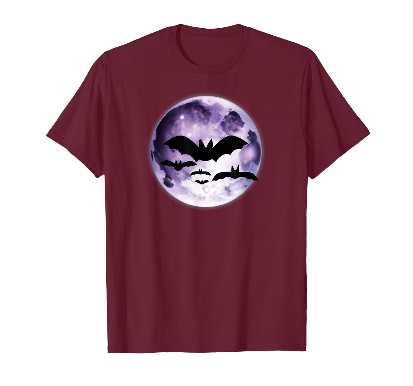 Beautiful Flying Bats Purple Full Moon Silhouette T-Shirt