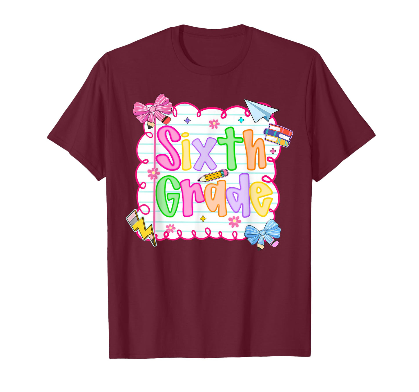 HUGvyn Back to School: Cute Sixth Grade Preppy Teacher Girls T-Shirt