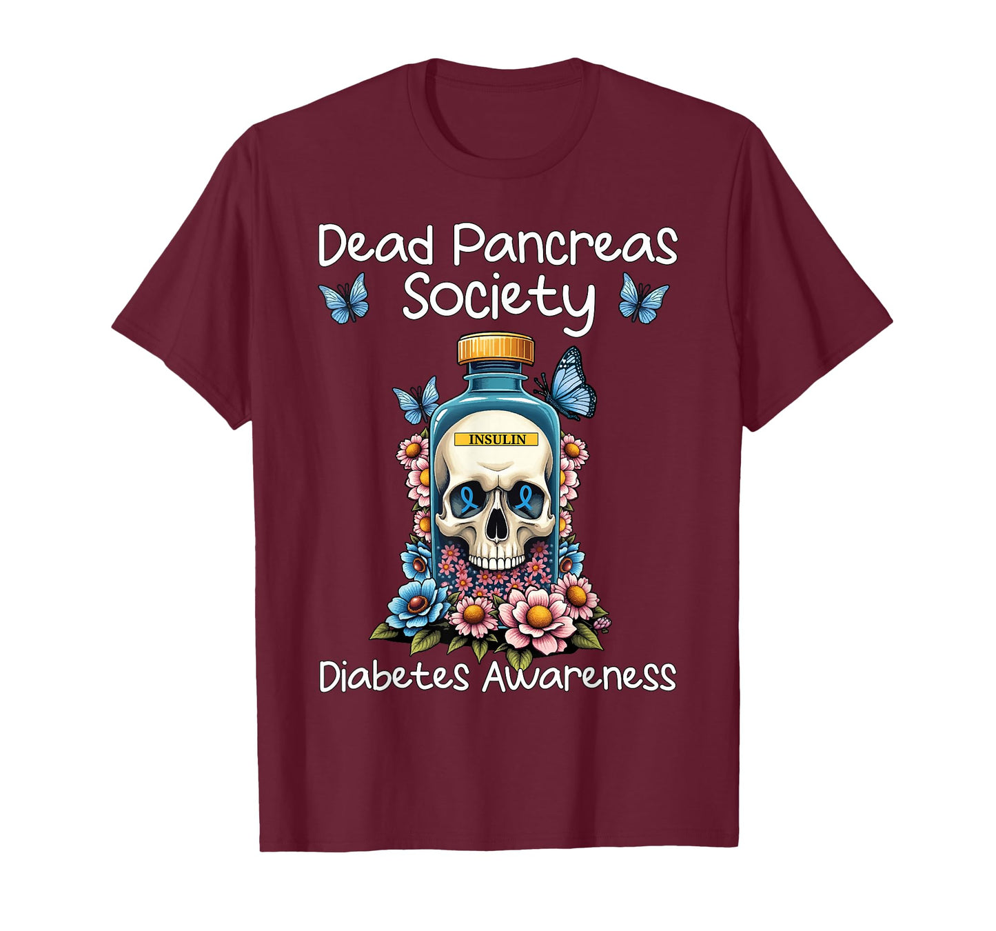 Dead Pancreas Society Diabetes Awareness Sugarskull T-Shirt