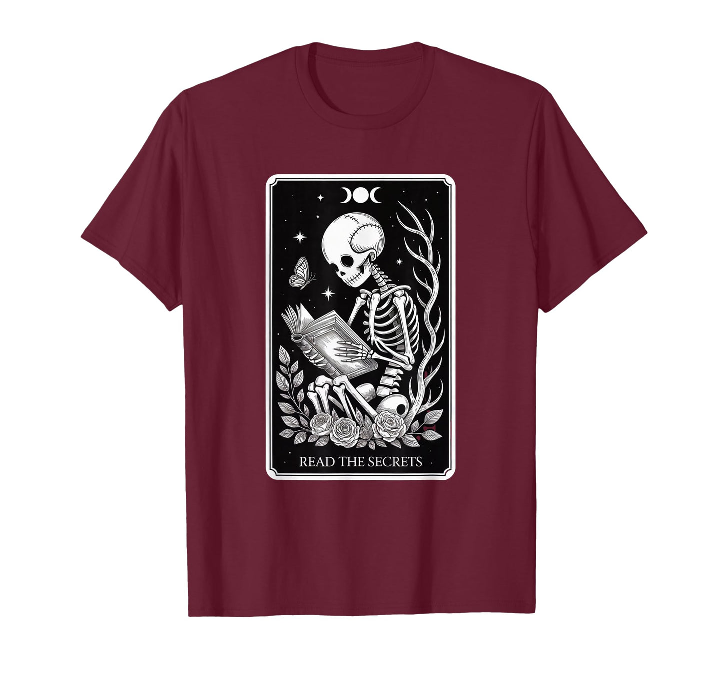 Book Lover The Reader Tarot Card Funny Skeleton Reading T-Shirt