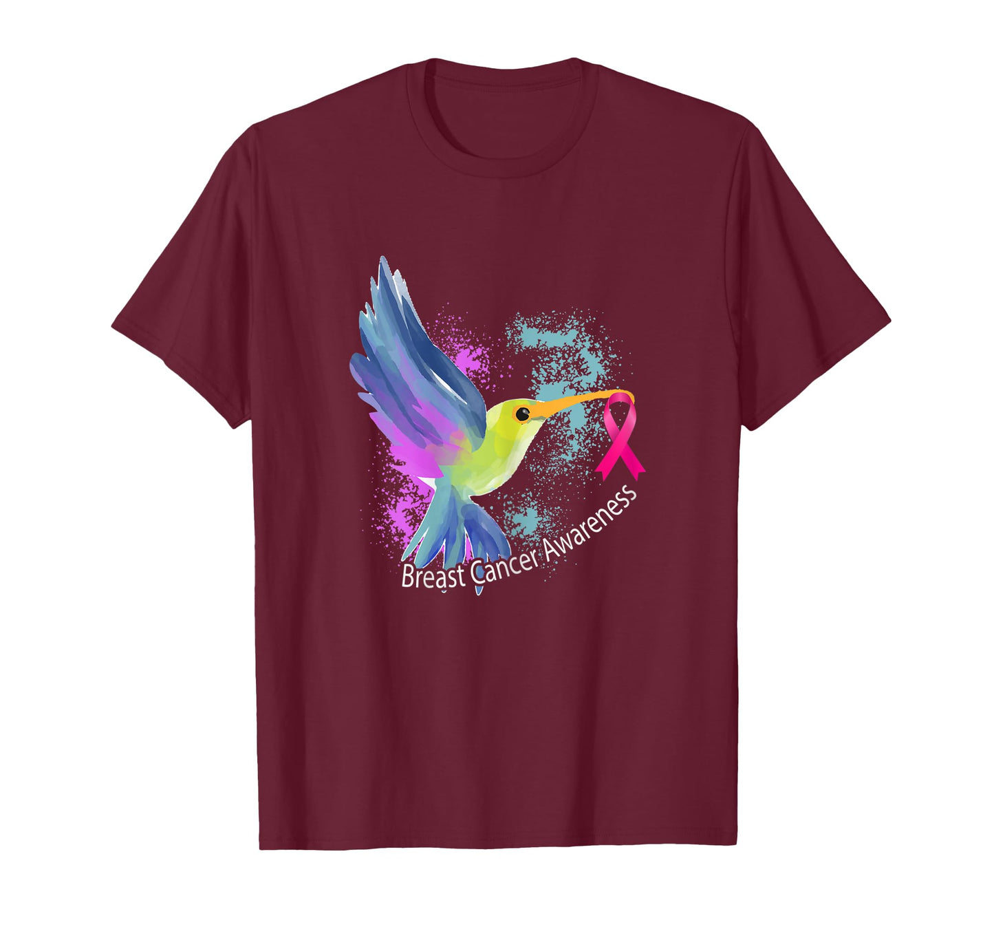 Womens Pink Ribbon Bird Animal Gift Breast Cancer Awareness T-Shirt