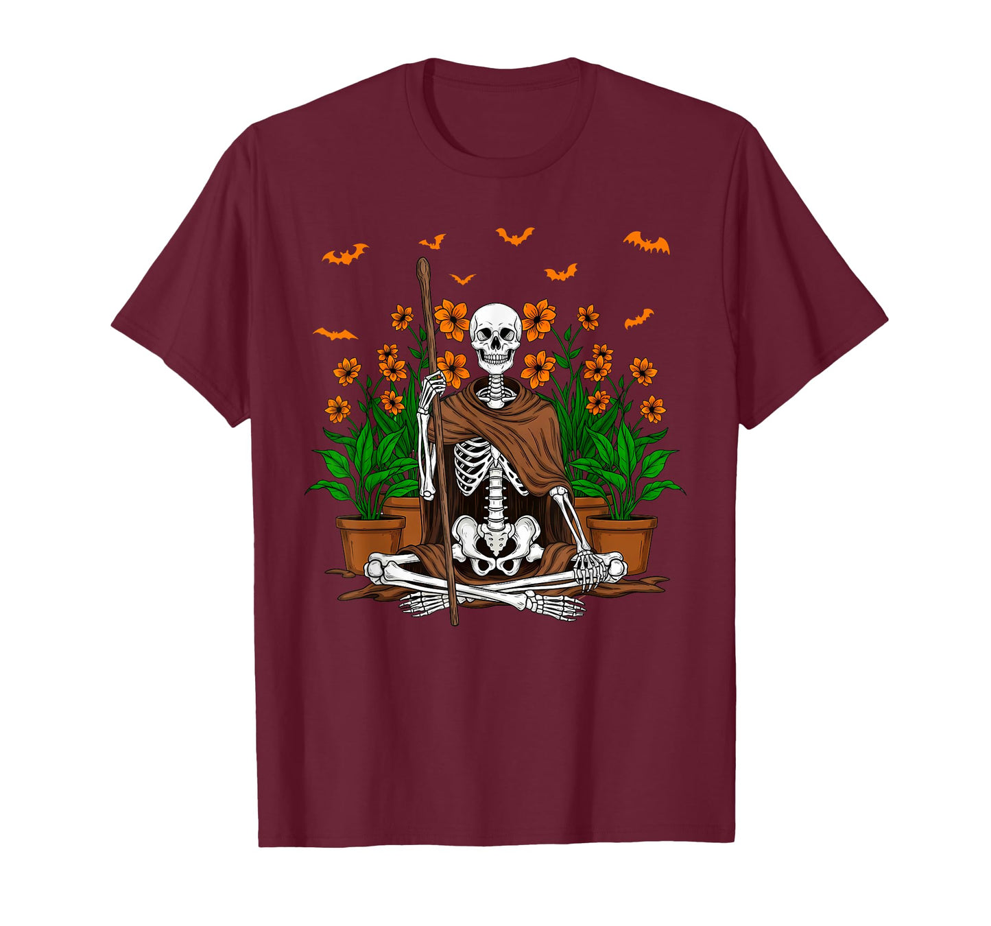 Skeleton Gardener Plants Halloween Gardening T-Shirt