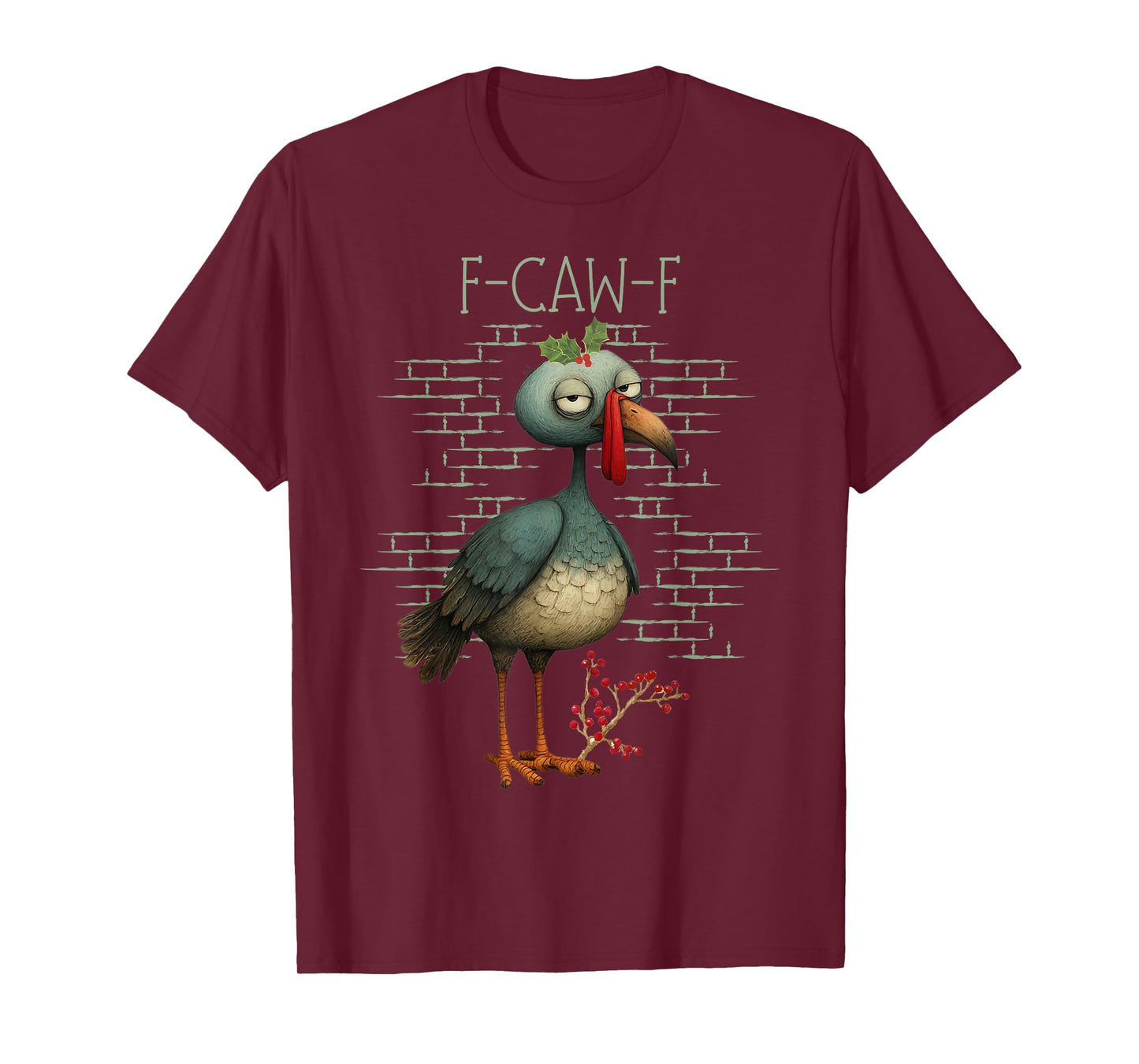Funny Christmas Bird F-CAW-F Holiday Unisex Humor Graphic T-Shirt
