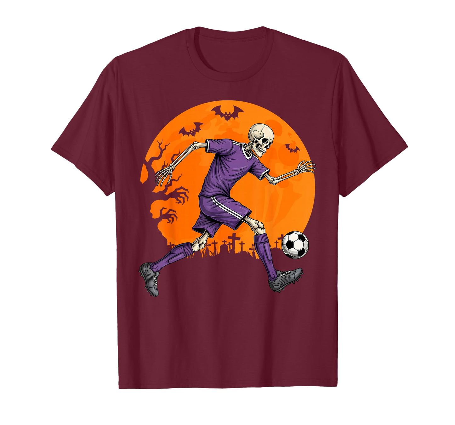 Soccer Skeleton Halloween Football Spooky Boys Soccer Player T-Shirt