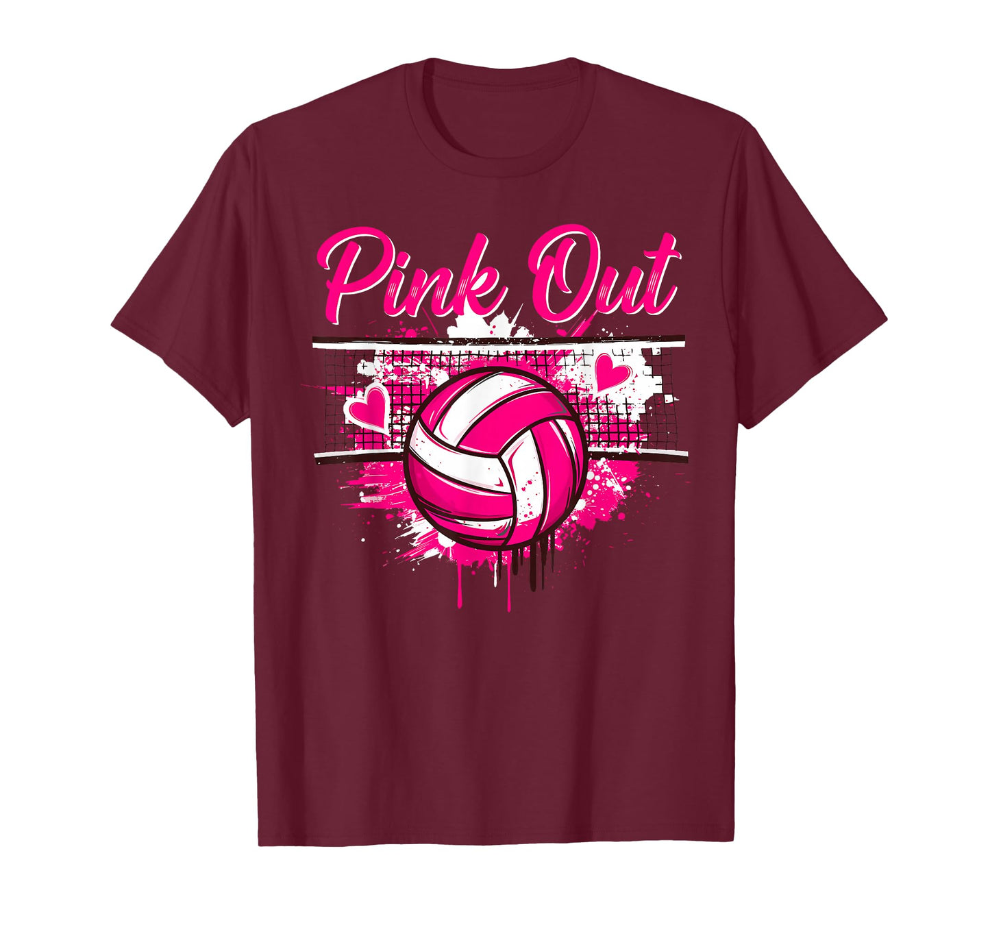 Pink Out Volleyball Mom Girls Player Breast Cancer Awareness T-Shirt