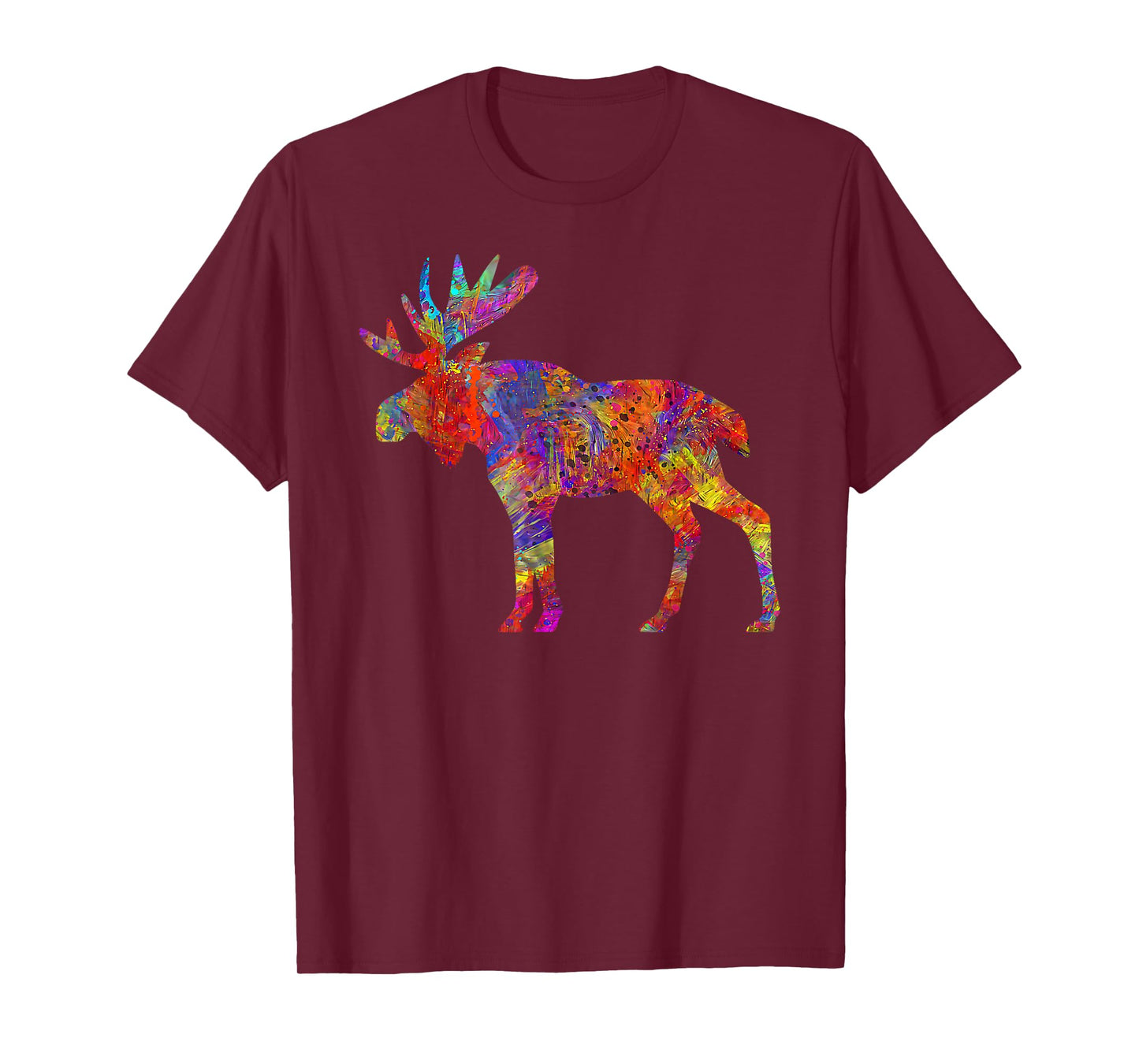 Colorful Canadian Moose Abstract Paint Wildlife T-Shirt
