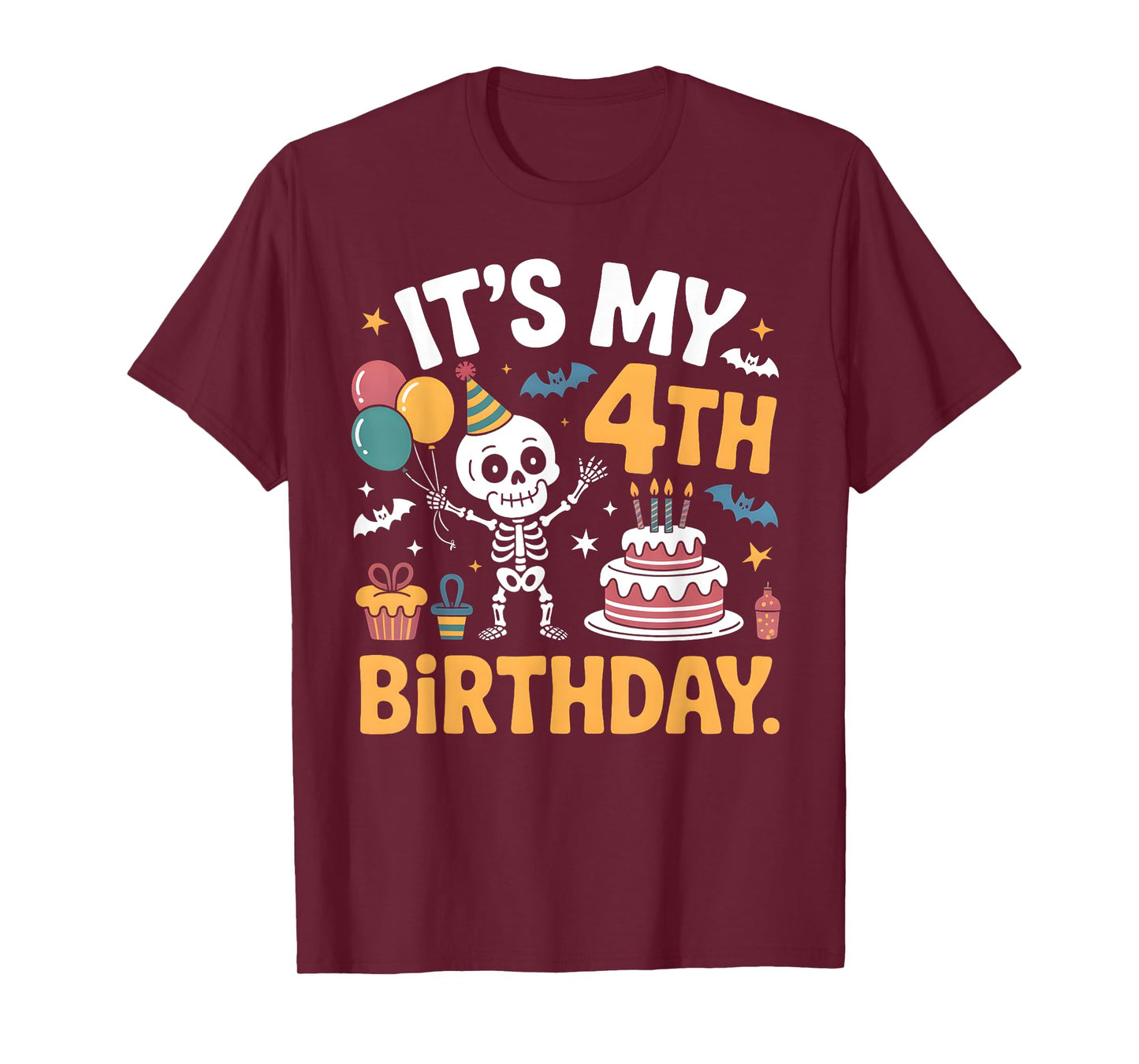 It’s My 4th Birthday Spooky Skeleton Halloween Costume Kids T-Shirt