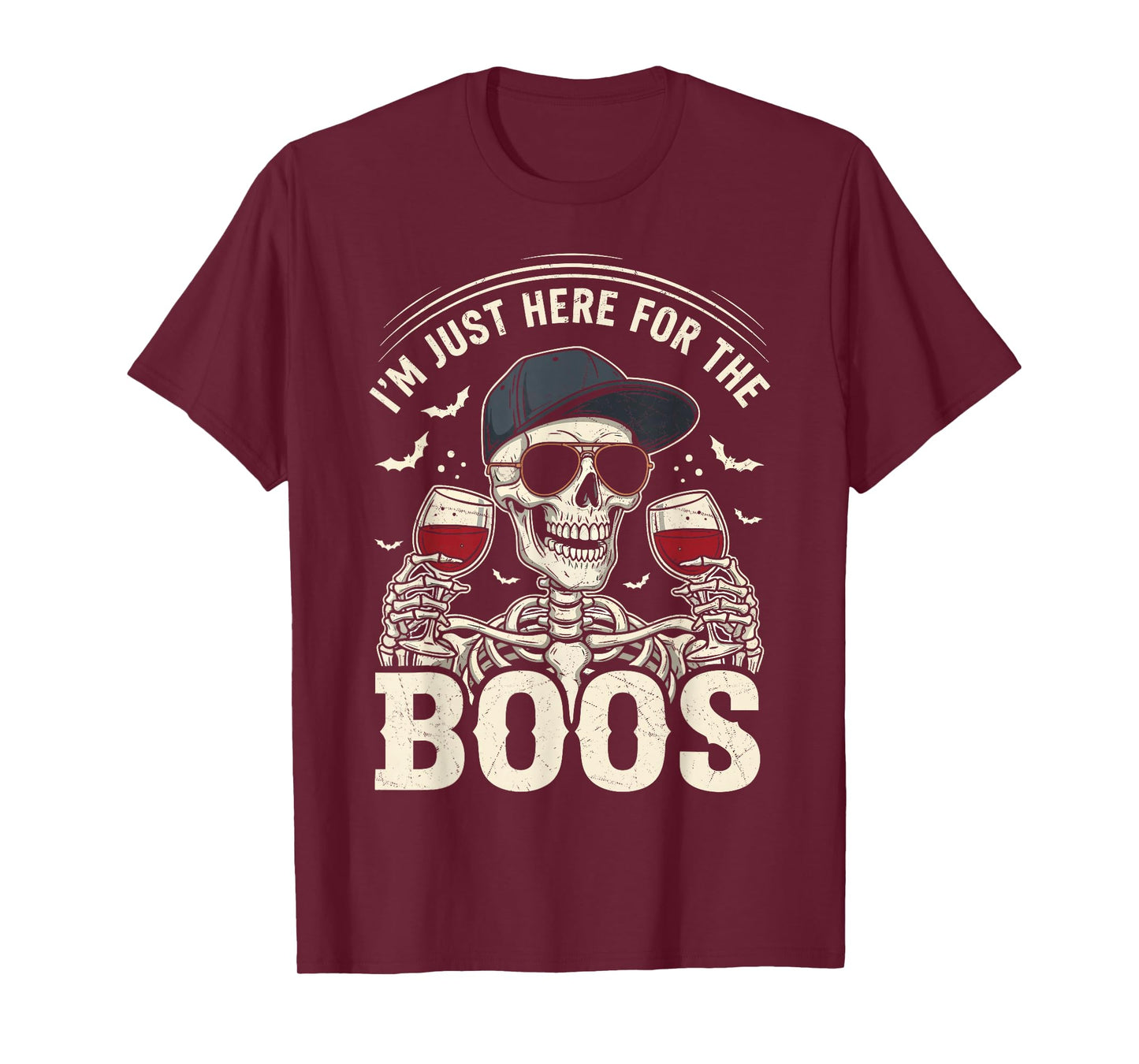 I'm Just Here for The Boos Funny Halloween Skeleton for Men T-Shirt