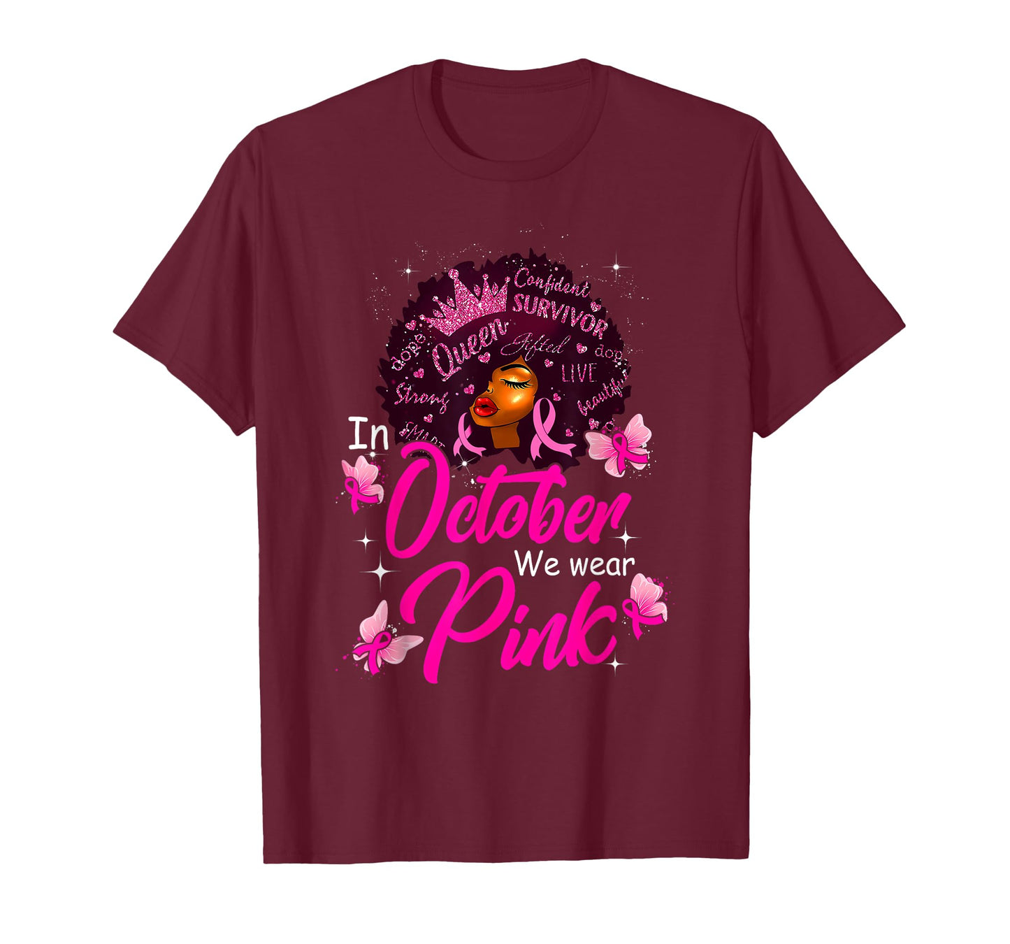In October We Wear Pink Black Women Breast Cancer Awareness T-Shirt