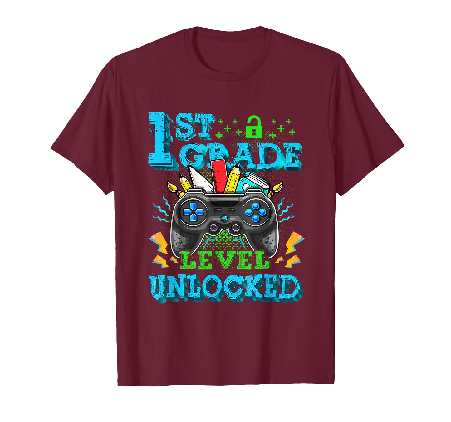 1st Grade Level Unlocked Video Game Back to School Boys T-Shirt