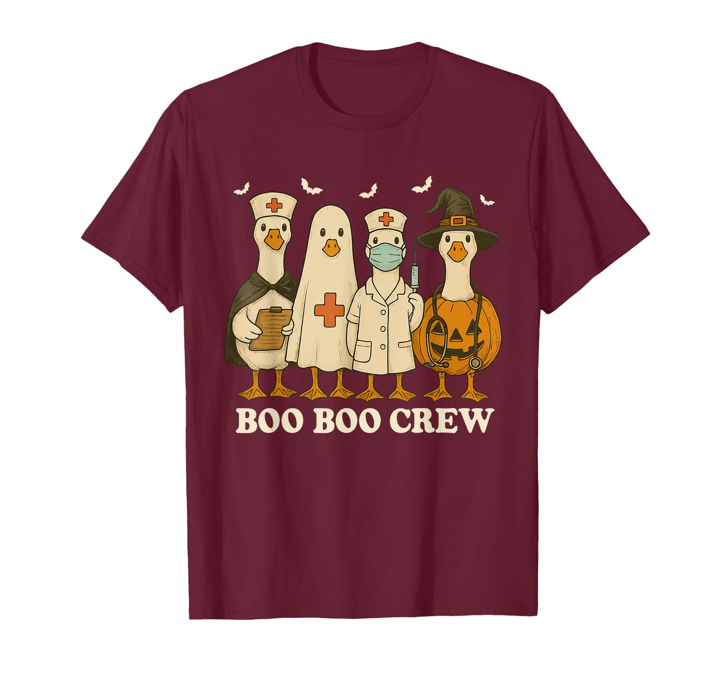 Retro Halloween Registered Nurse RN Nicu Goose Ghost Witch T-Shirt