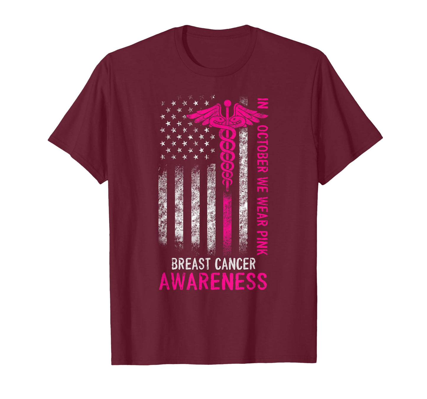 Shirts For Nurses In October We Wear Pink US Flag Nurses Tee T-Shirt