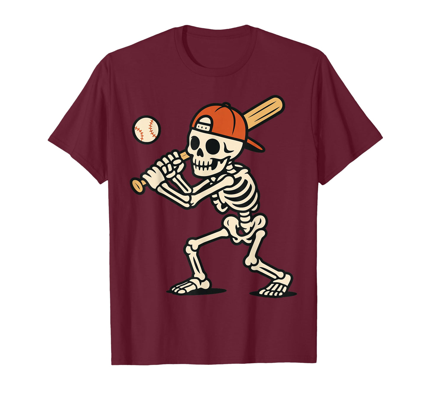 Baseball Skeleton Teen Funny Halloween Spooky T-Shirt