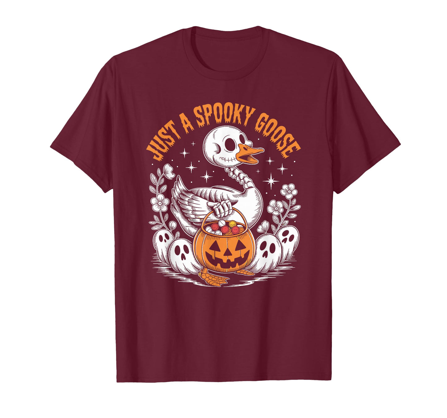 Just a Spooky Goose Funny Skeleton Halloween Costume T-Shirt