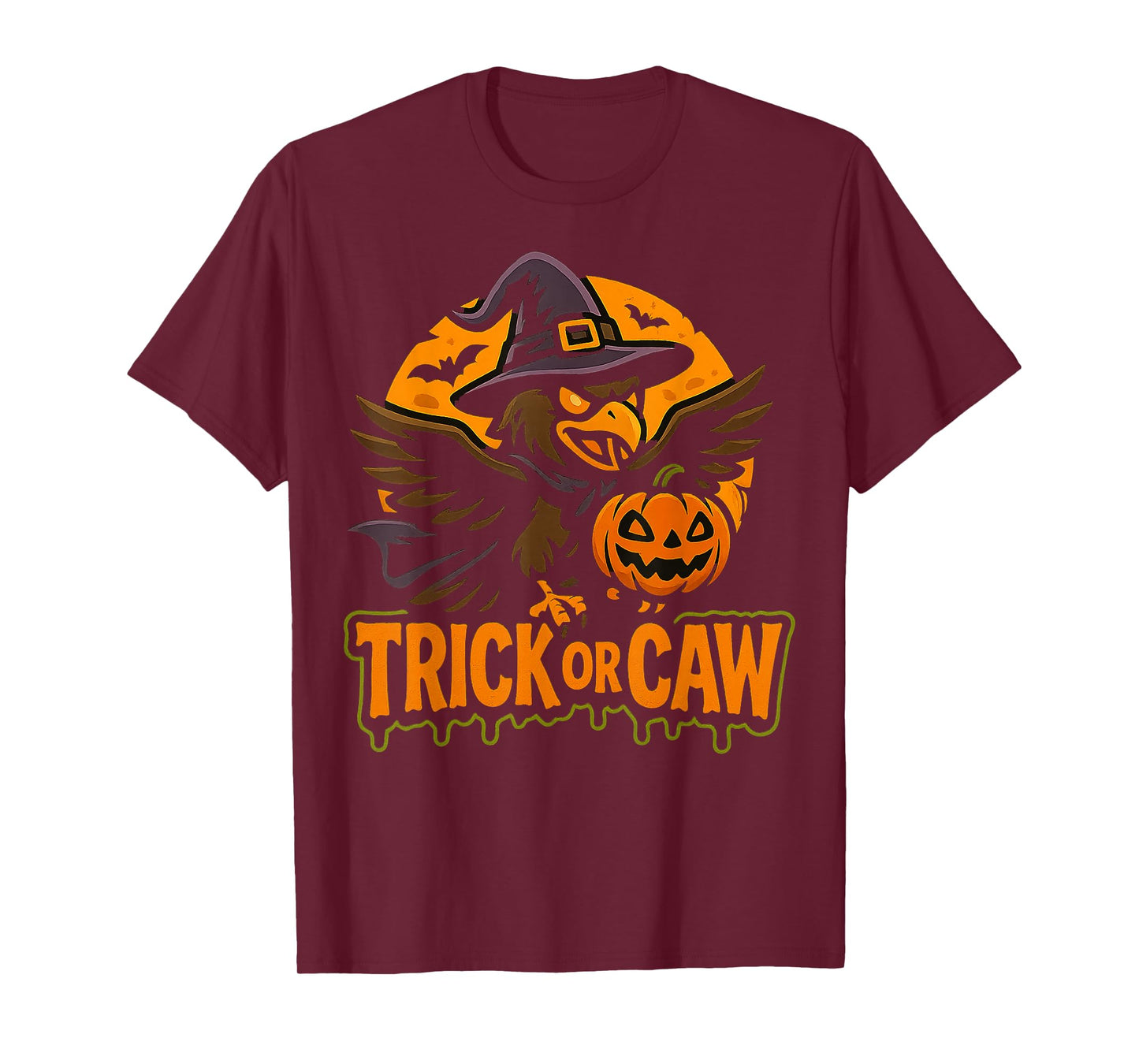 Trick or Caw Funny Spooky Halloween Retro T-Shirt