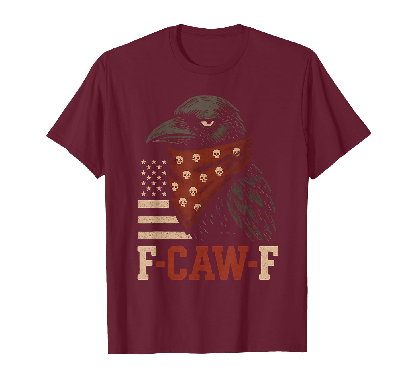 Raven Crow F Caw F Skull Bandana Fcawf USA Funny Fawk Off T-Shirt
