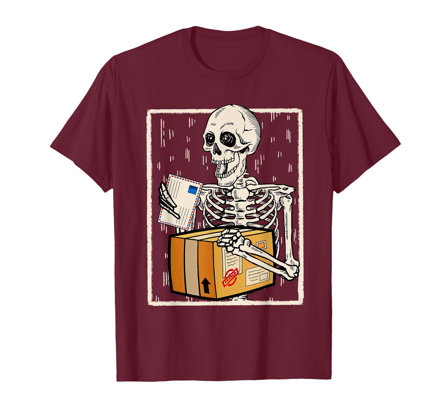 Skeleton Postal Worker Spooky Funny Halloween Postman T-Shirt