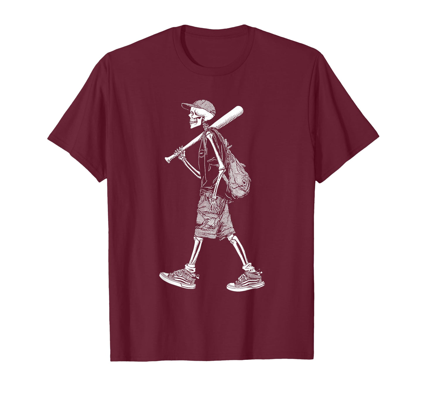 Skeleton Baseball Halloween Graphic Creepy Spooky T-Shirt