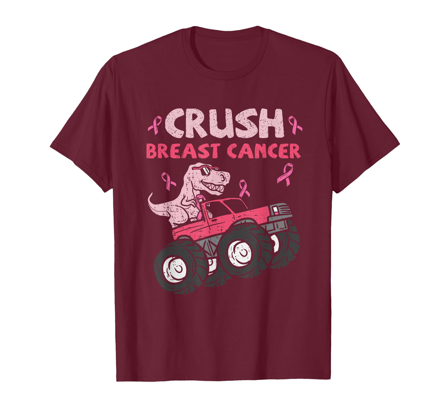 Crush Breast Cancer Awareness Monster Truck Pink Ribbon T-Shirt