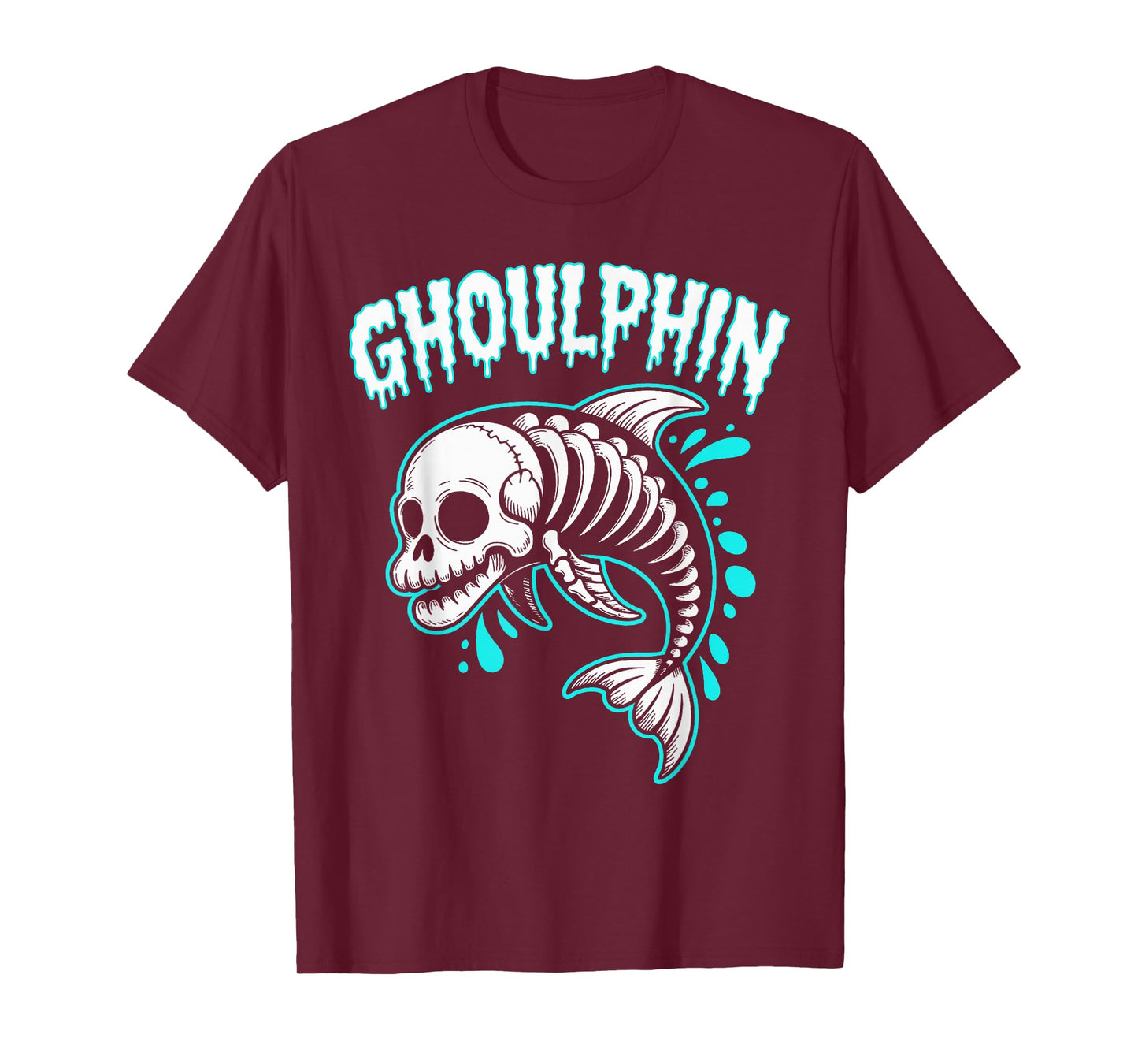 Spooky Dolphin Skeleton Halloween T-Shirt