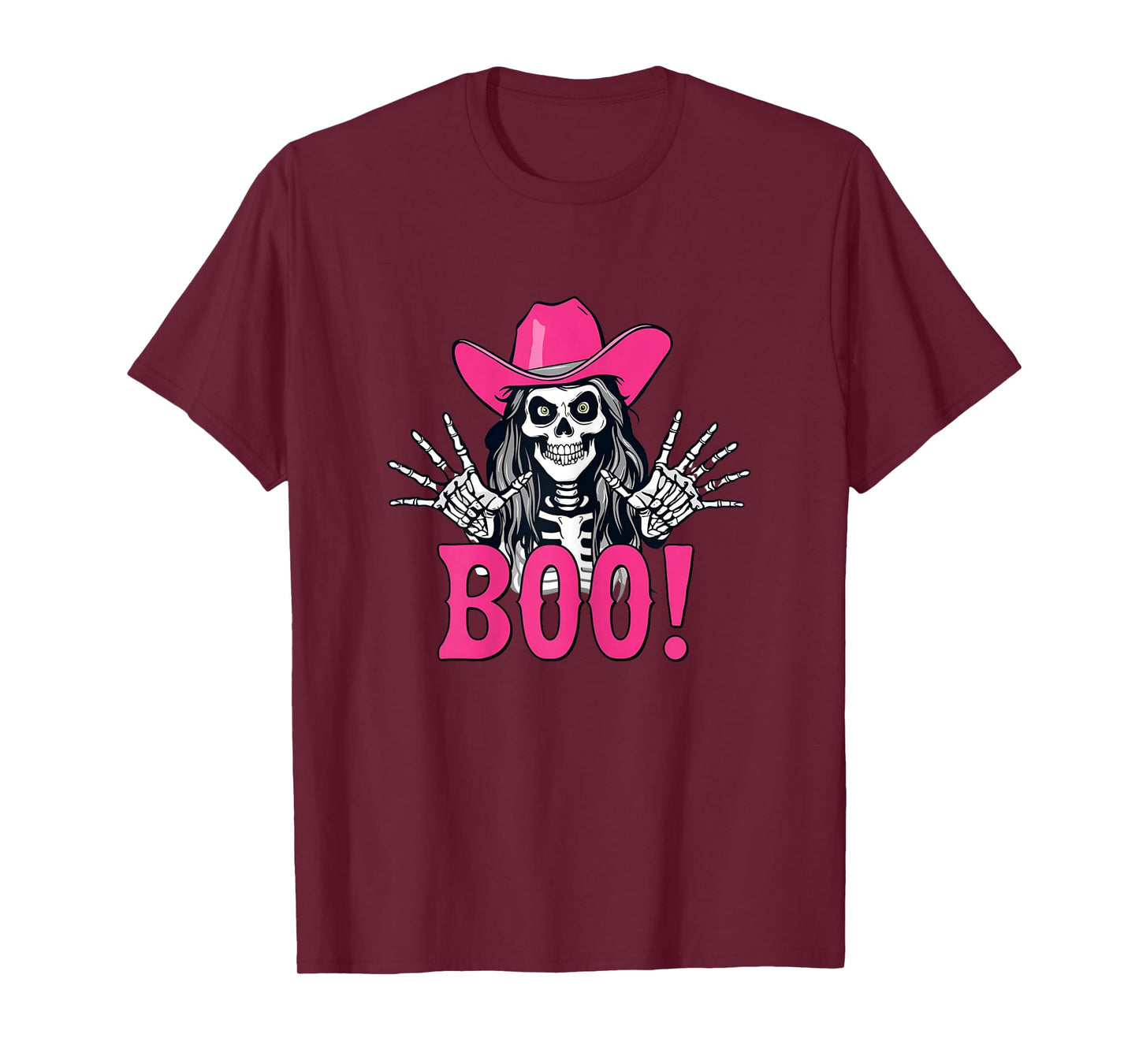Skeleton Cowgirl Halloween Boo – Funny Pink Spooky Western T-Shirt