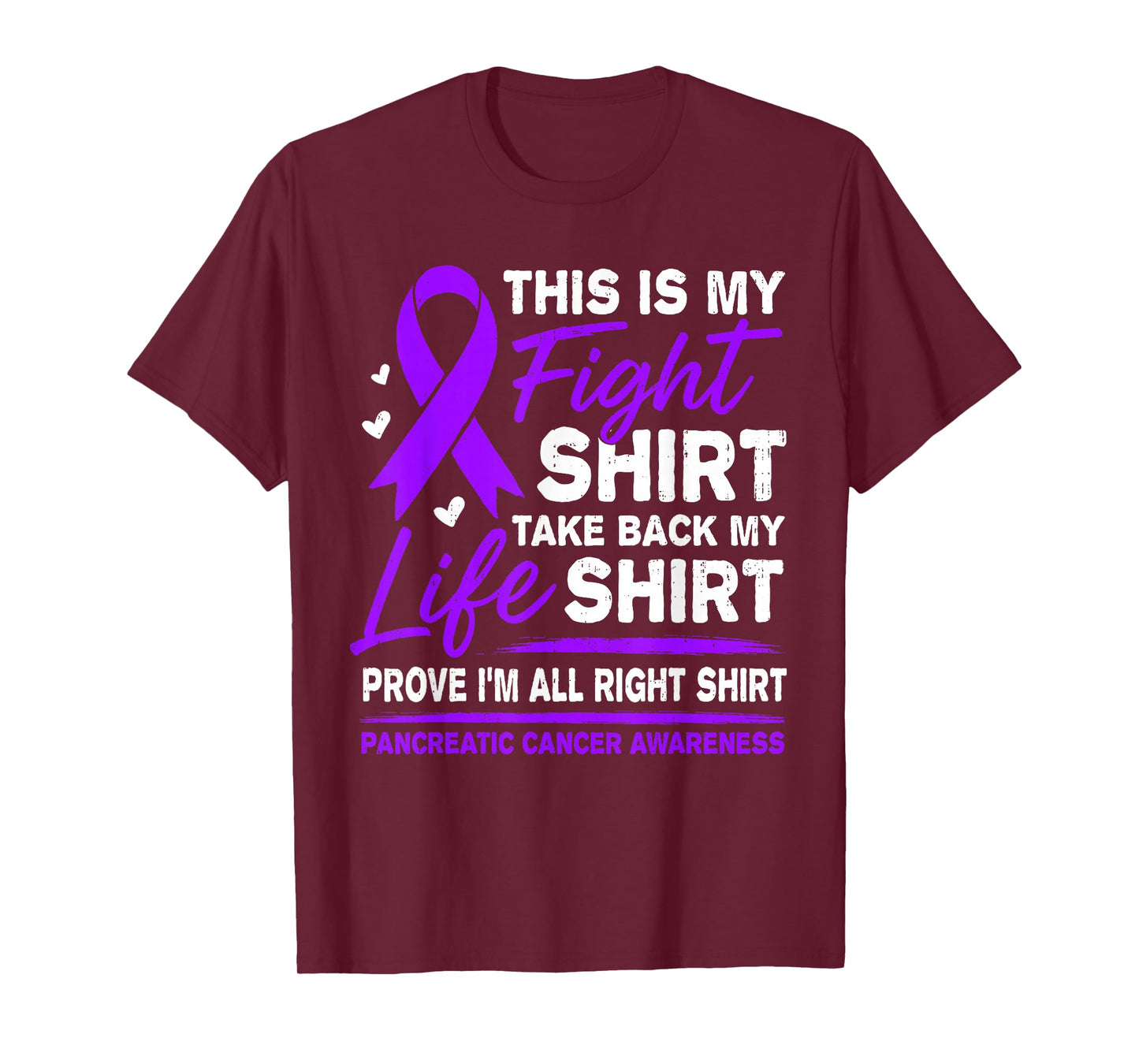 Pancreatic Cancer Awareness Ribbon Purple for Men Women Kids T-Shirt