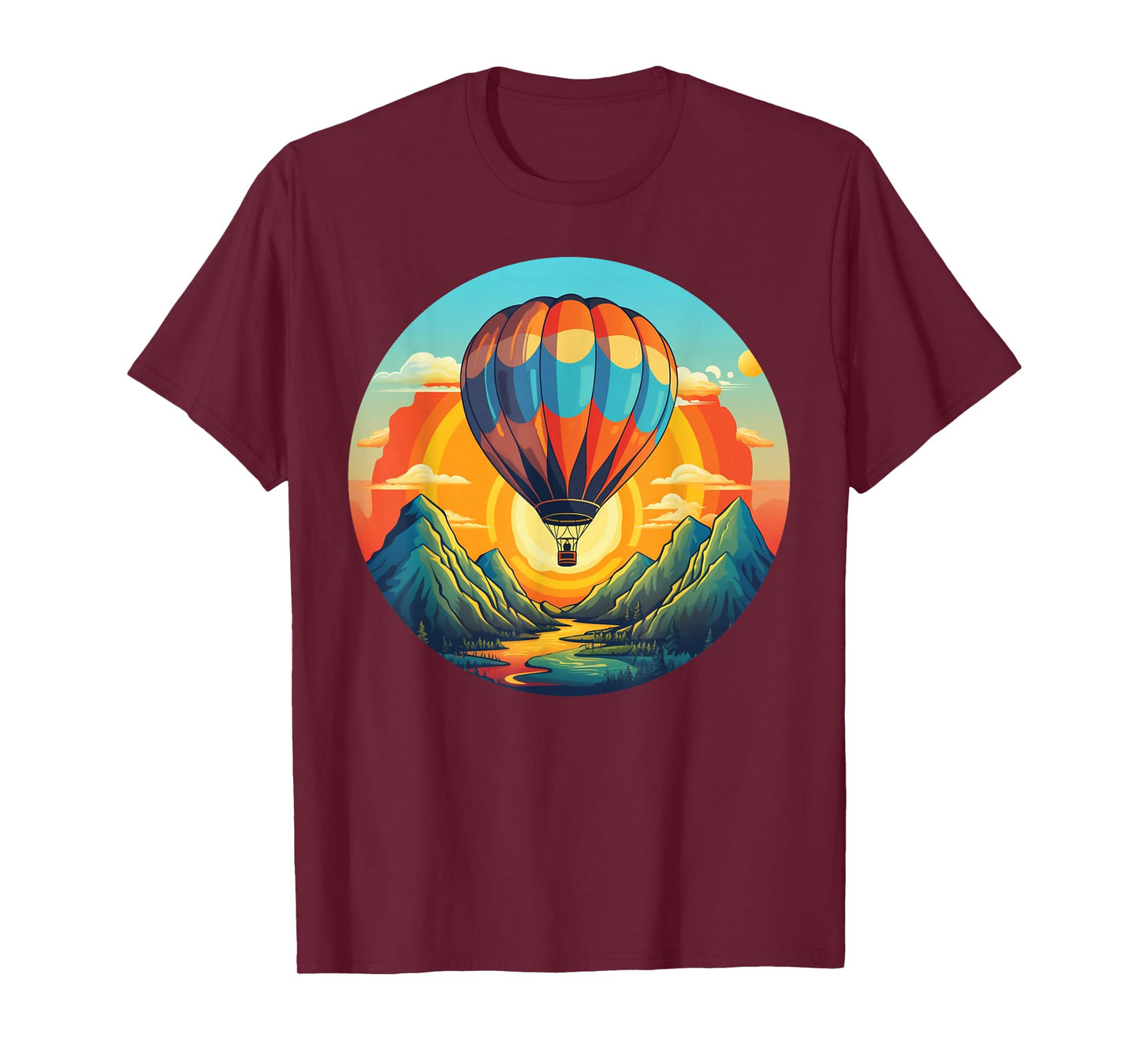 Mountains Sunset Adventures with hot Air Balloon T-Shirt