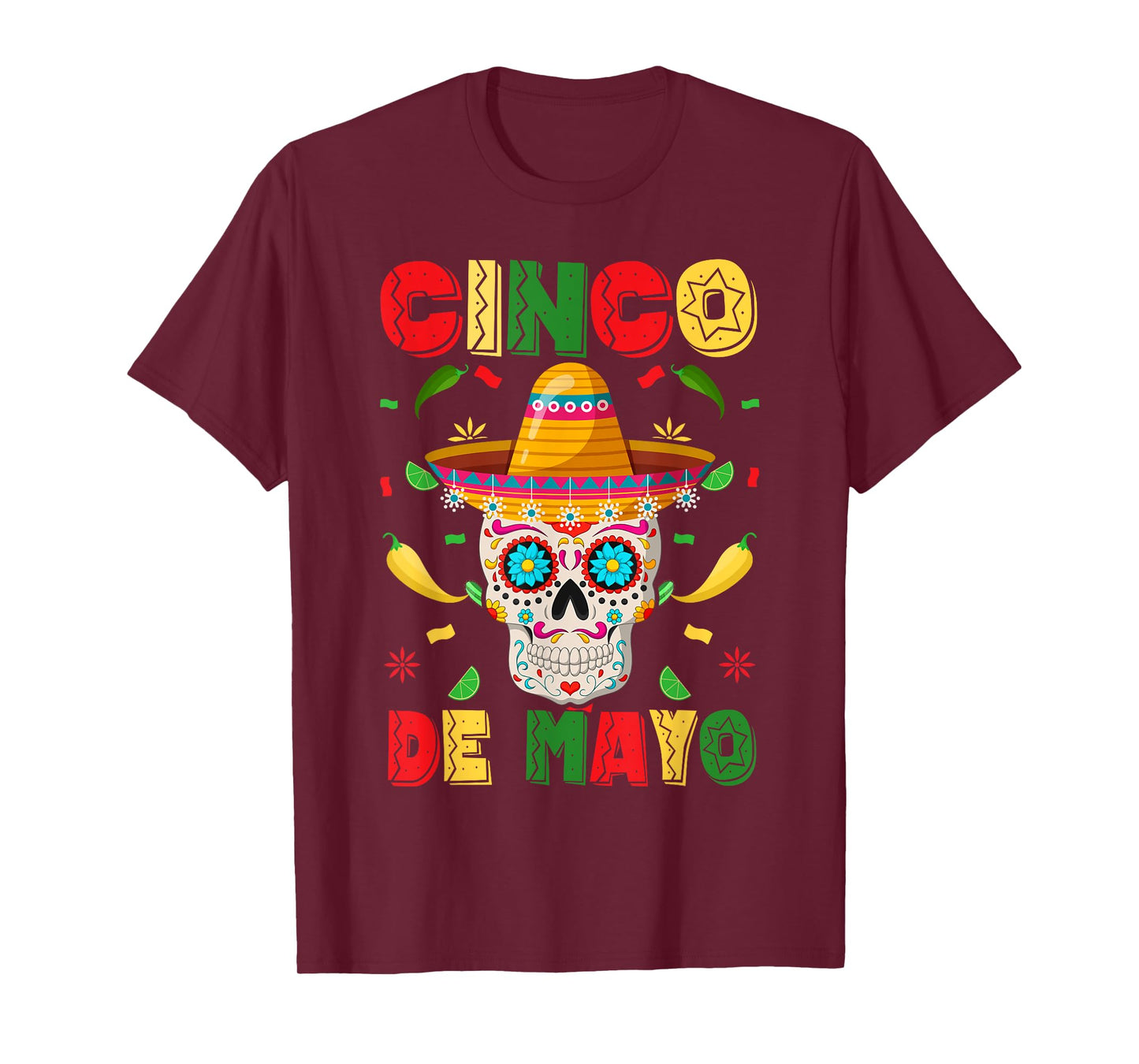 Cinco De Mayo Party Sugar Skull Men Women Mexican Fiesta T-Shirt