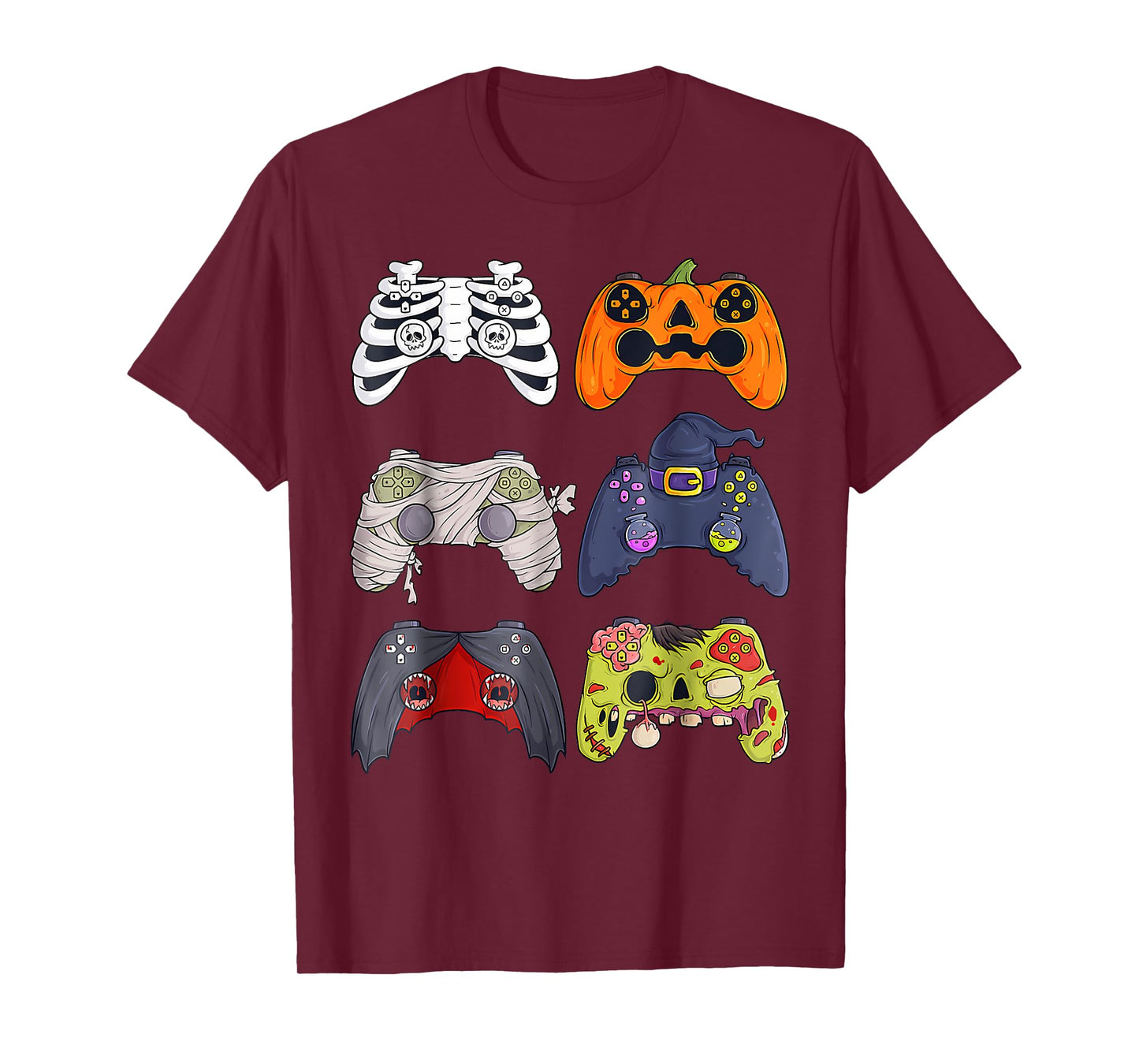 Skeleton Zombie Gaming Controllers Mummy Halloween Game Love T-Shirt