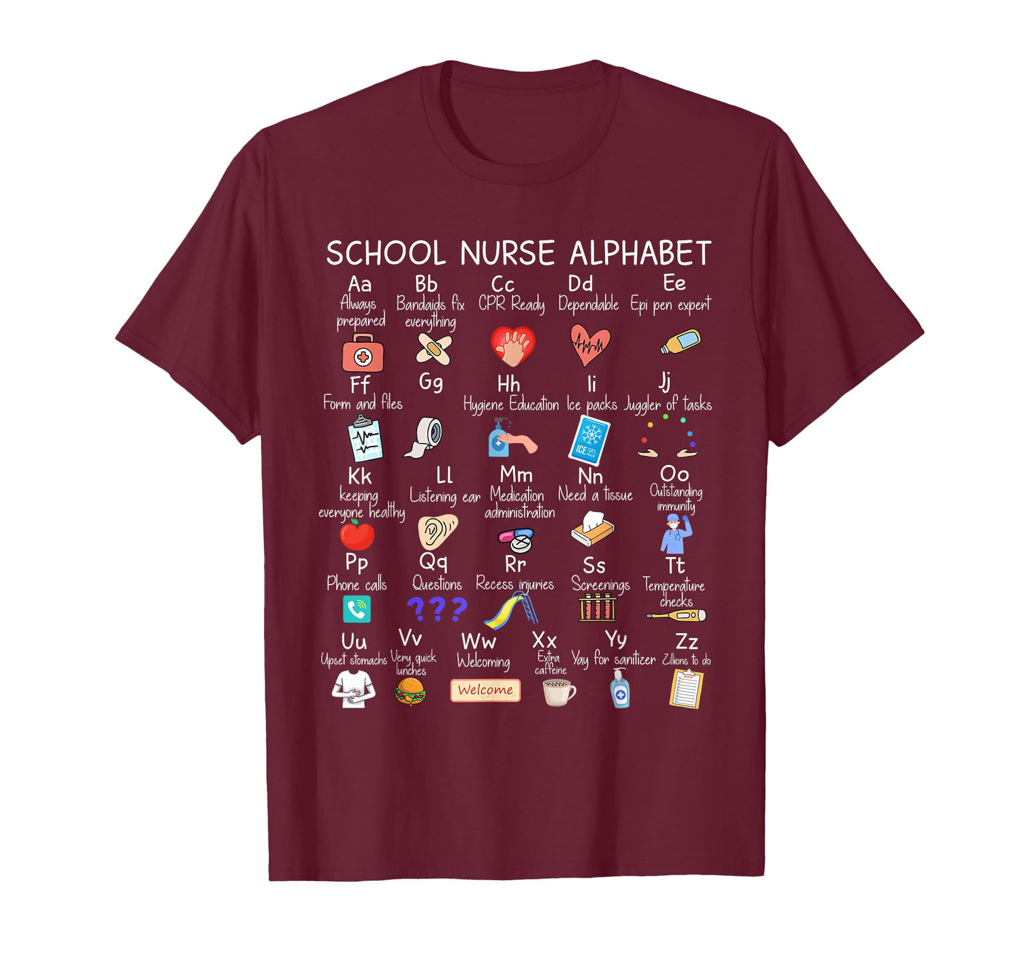 Alphabet School Nurse Appreciation Nursing School Funny T-Shirt