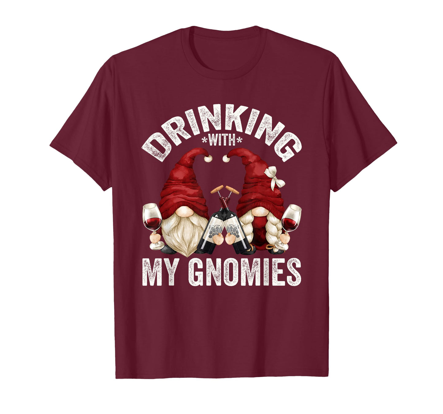 Cute Wine Gnomes Loves Drinking With My Gnomies Funny Gnome T-Shirt