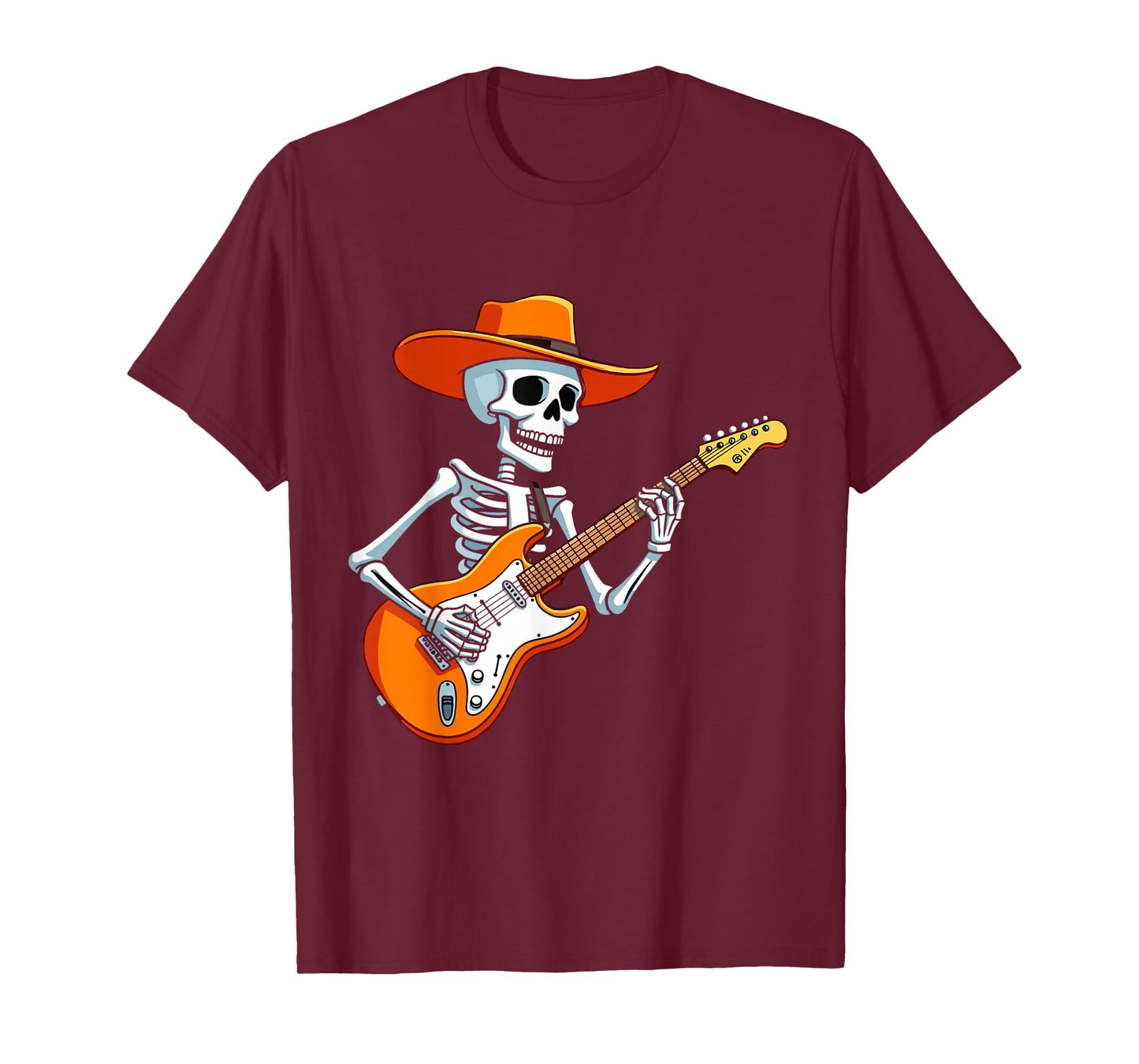 Skeleton Playing Electric Guitar Rock Halloween Guitarist T-Shirt