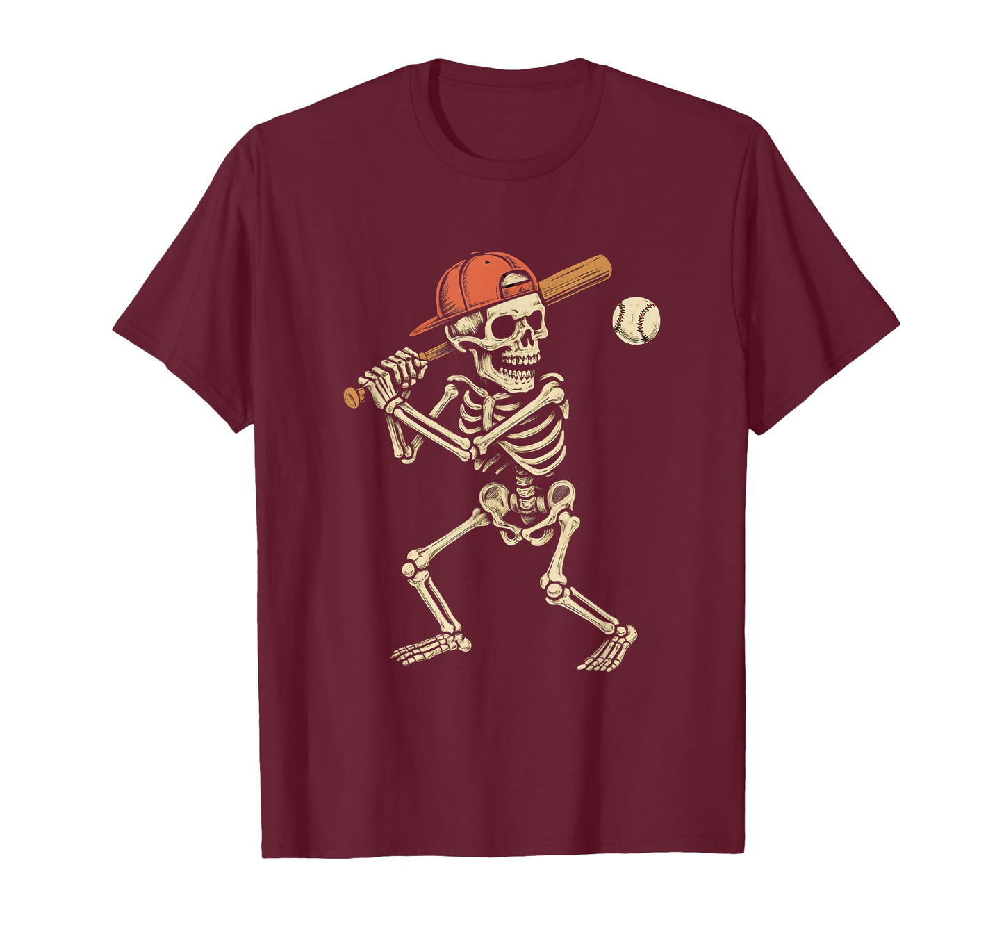 Skeleton Baseball Bat Funny Halloween Art for Baseball Lover T-Shirt