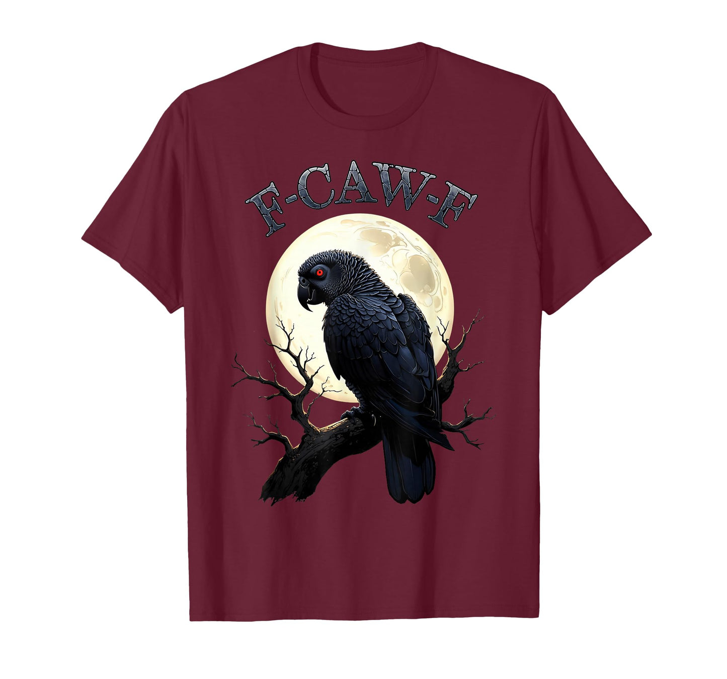 Black Parrot F-Caw-F Fun Black Bird Moon Gothic Adult Humor T-Shirt