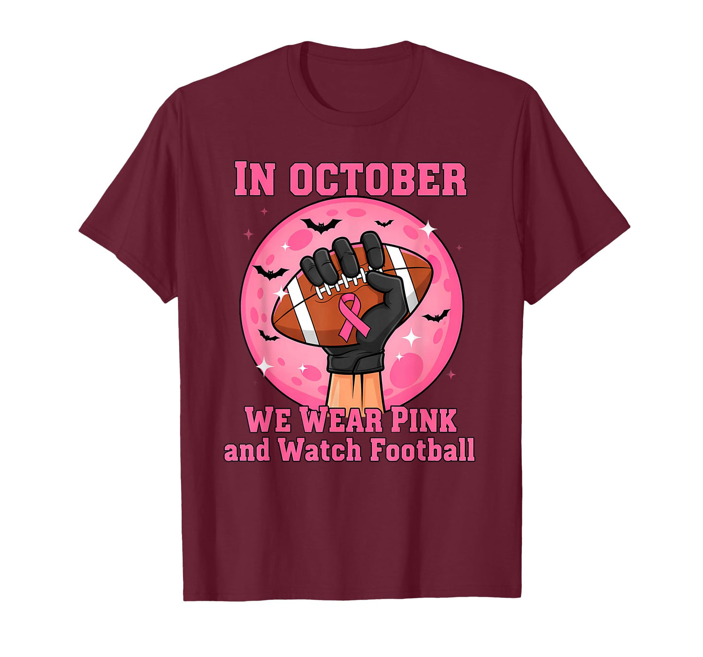 in October We Wear Pink Football Breast Cancer Awareness Men T-Shirt