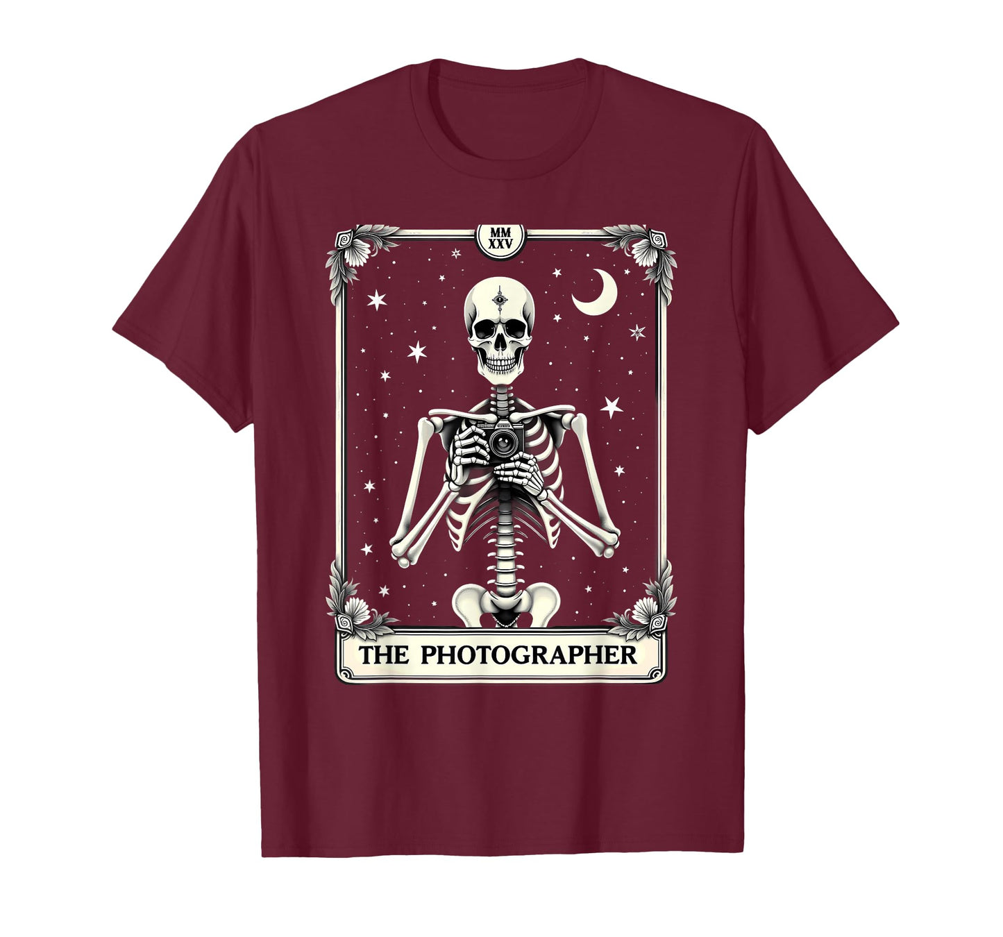Gothic Tarot Card Cameraman The Photographer Skeleton T-Shirt