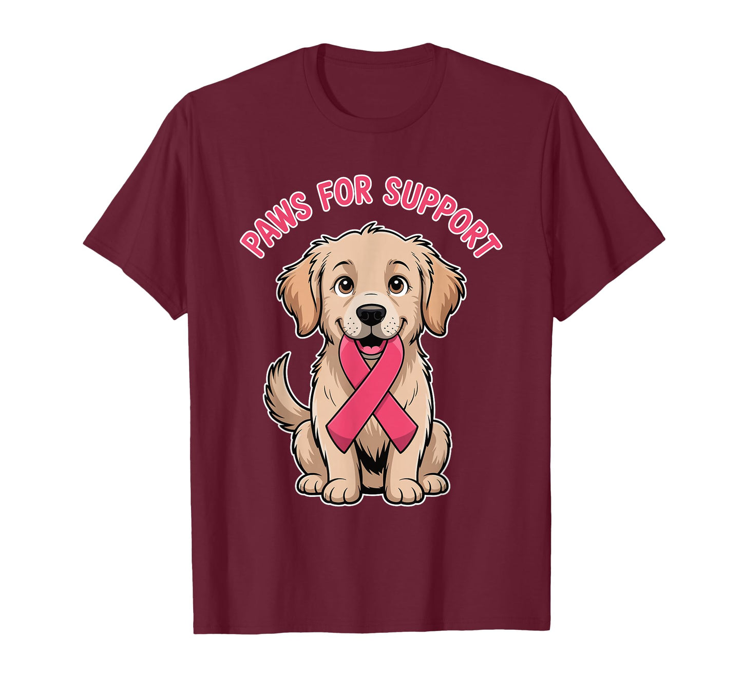 Paw for Support Dog Pink Ribbon Breast Cancer Awareness T-Shirt