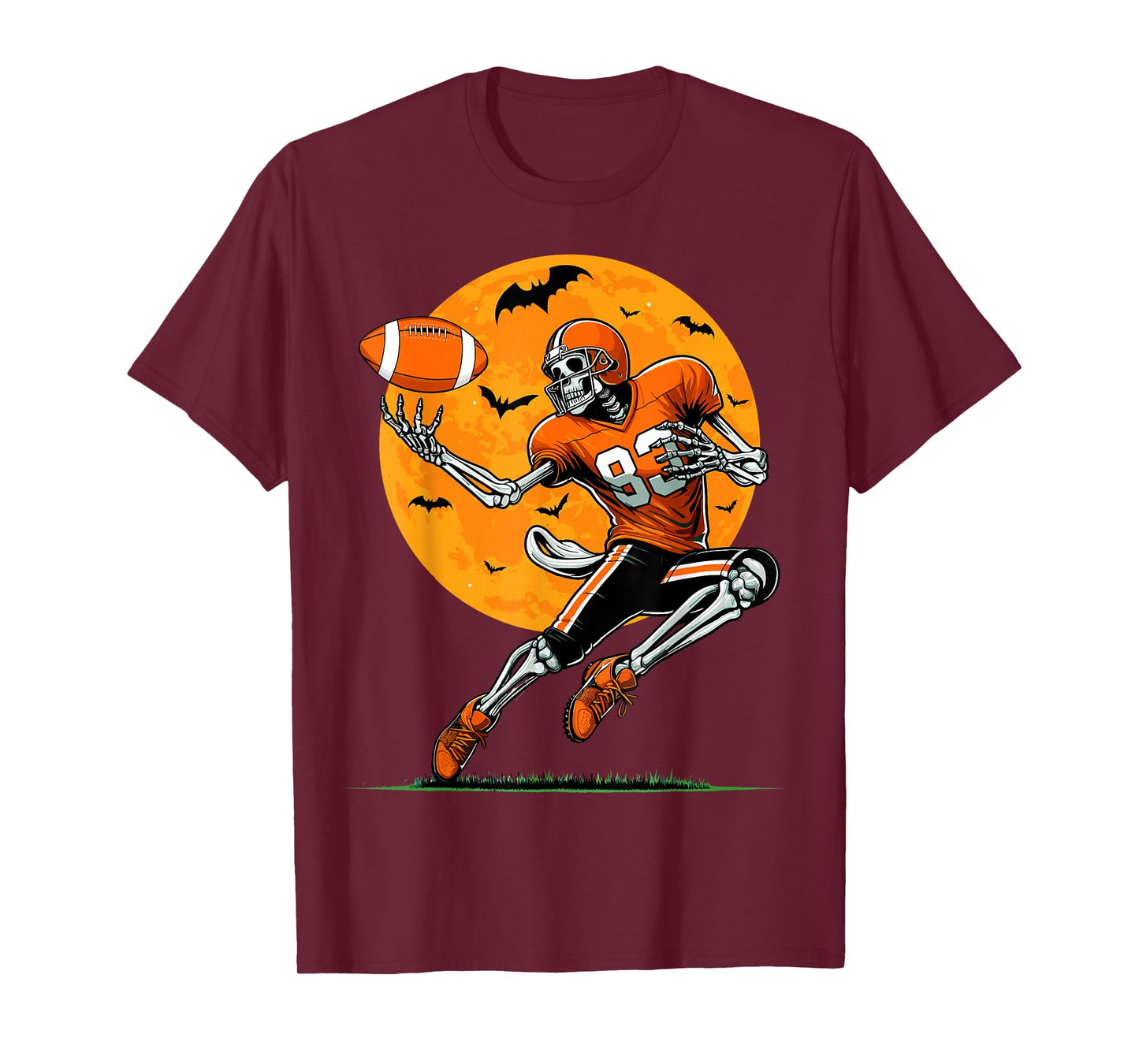 American Football Skeleton Boys Halloween Football Player T-Shirt