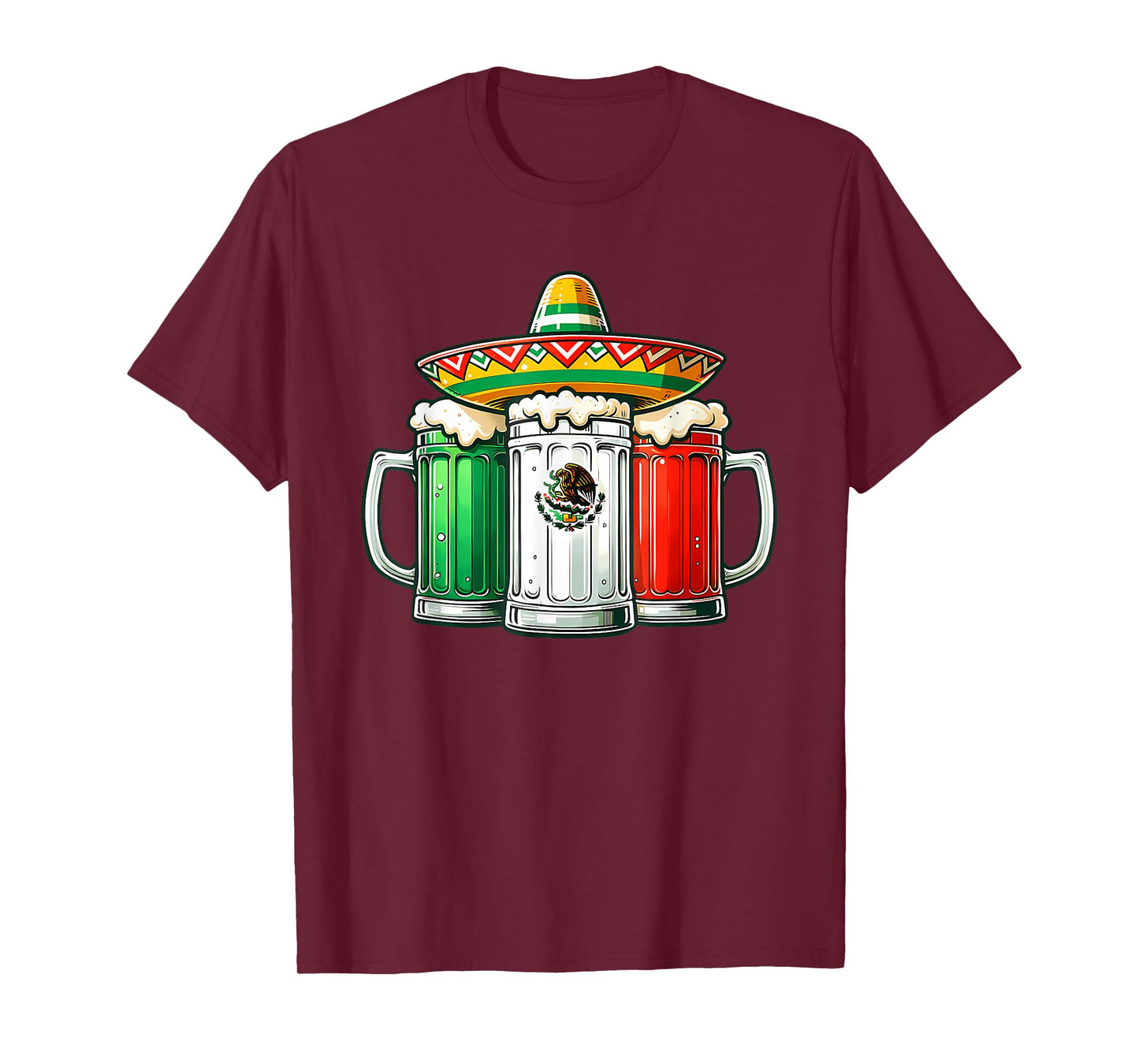Mexico Funny Beer Mexican Flag Sombrero Hat Cinco De Mayo T-Shirt