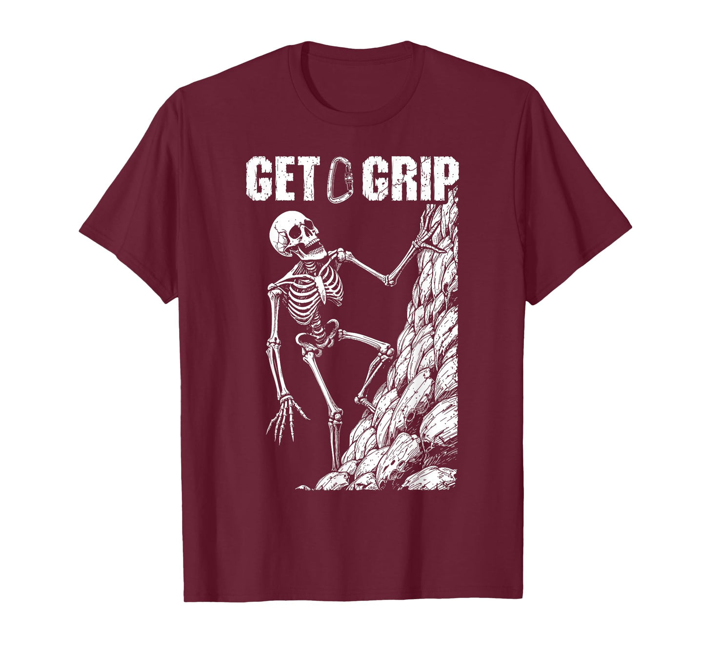 Rock Climbing Climber Skeleton Get A Grip Halloween Climbers T-Shirt