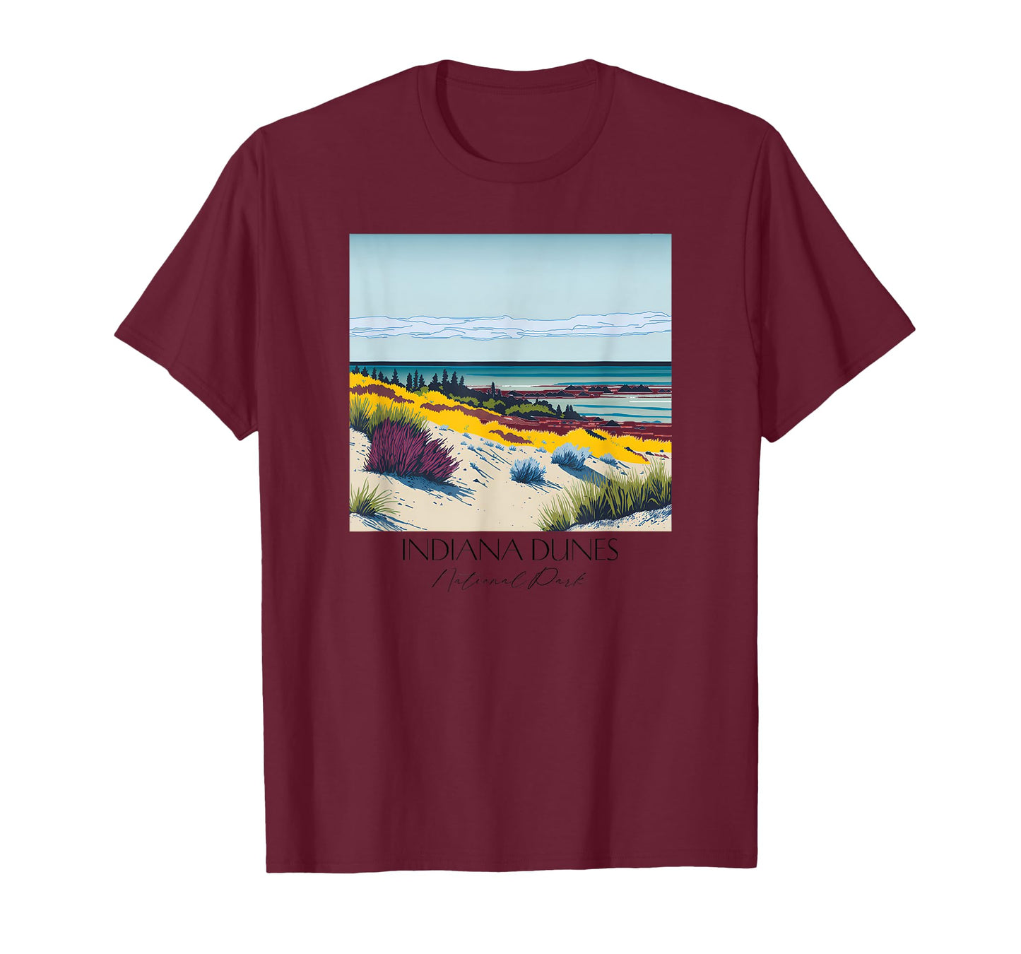 Cool Indiana Dunes National Park Hiking Watercolor Graphic T-Shirt