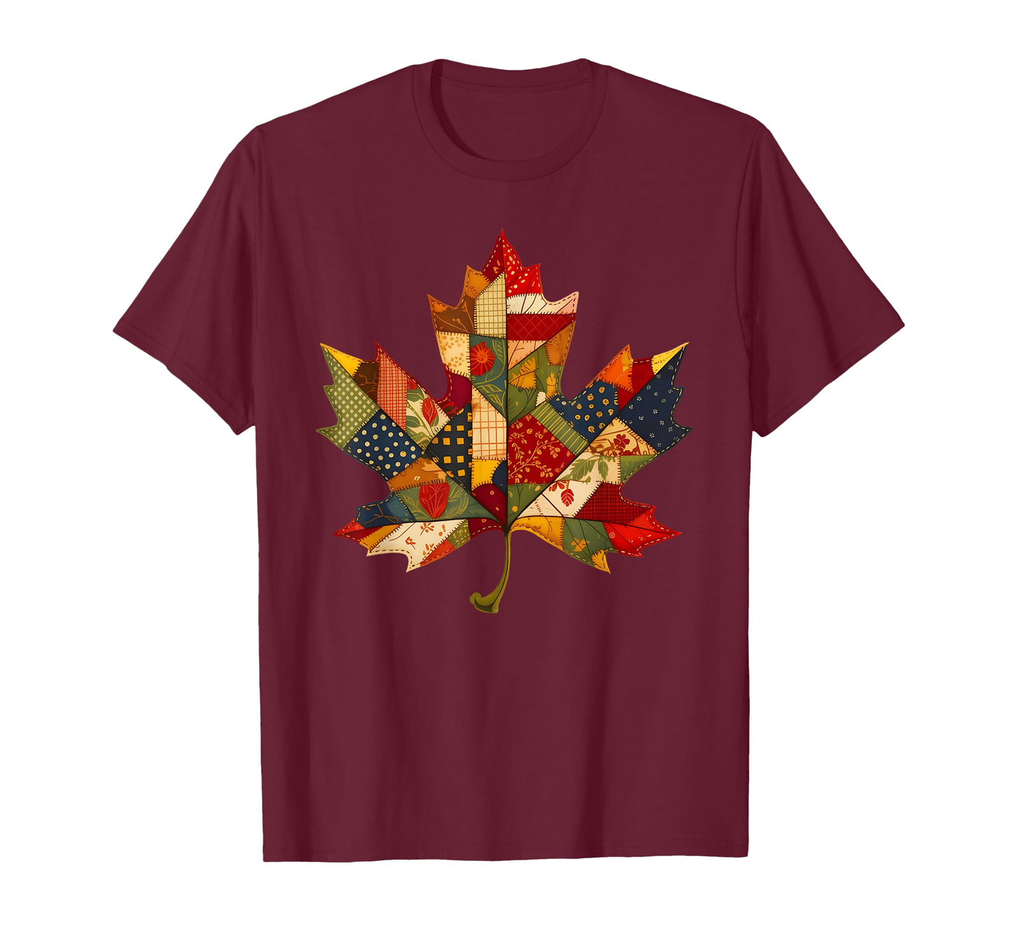 Floral Fall Patchwork Leaf Autumn Leaf Fall Thanksgiving T-Shirt