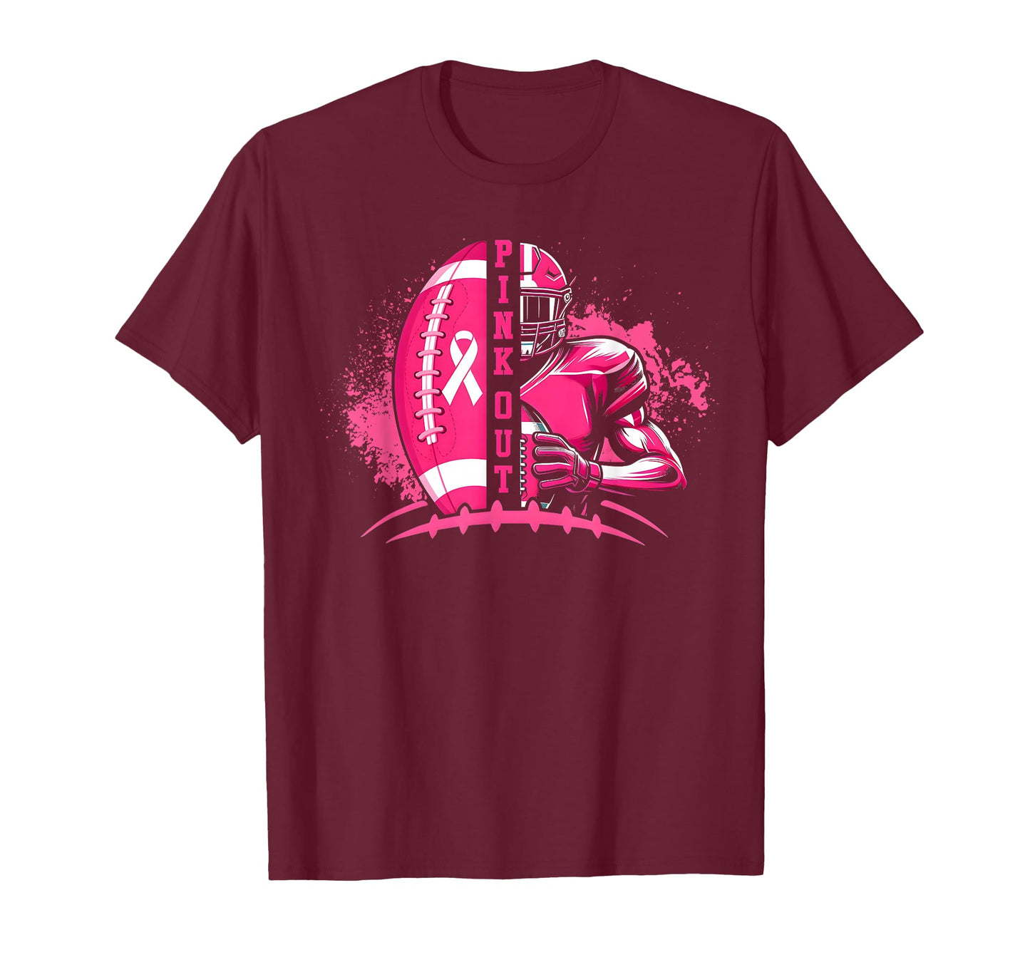 Football Pink Out Team Breast Cancer Awareness Month Womens T-Shirt