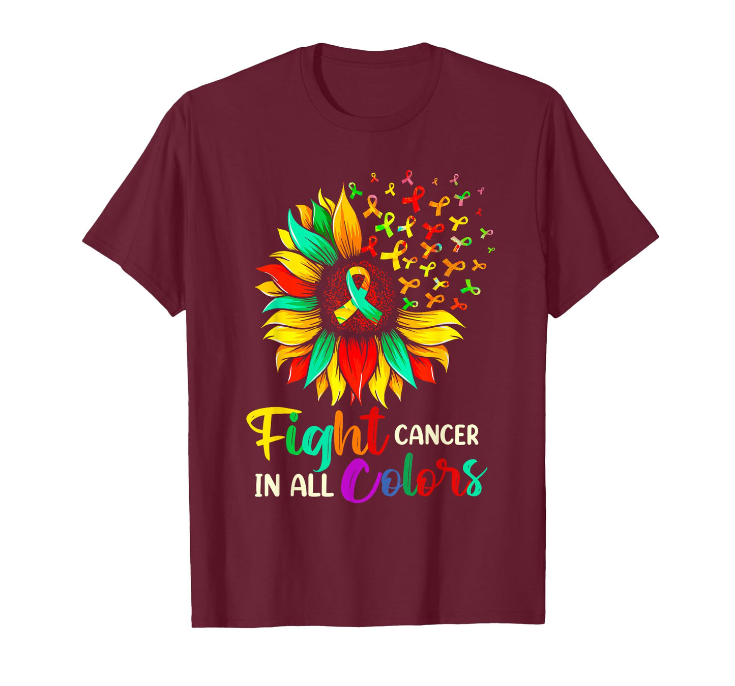 Fight Cancer In All Color Sunflower Breast Cancer Awareness T-Shirt