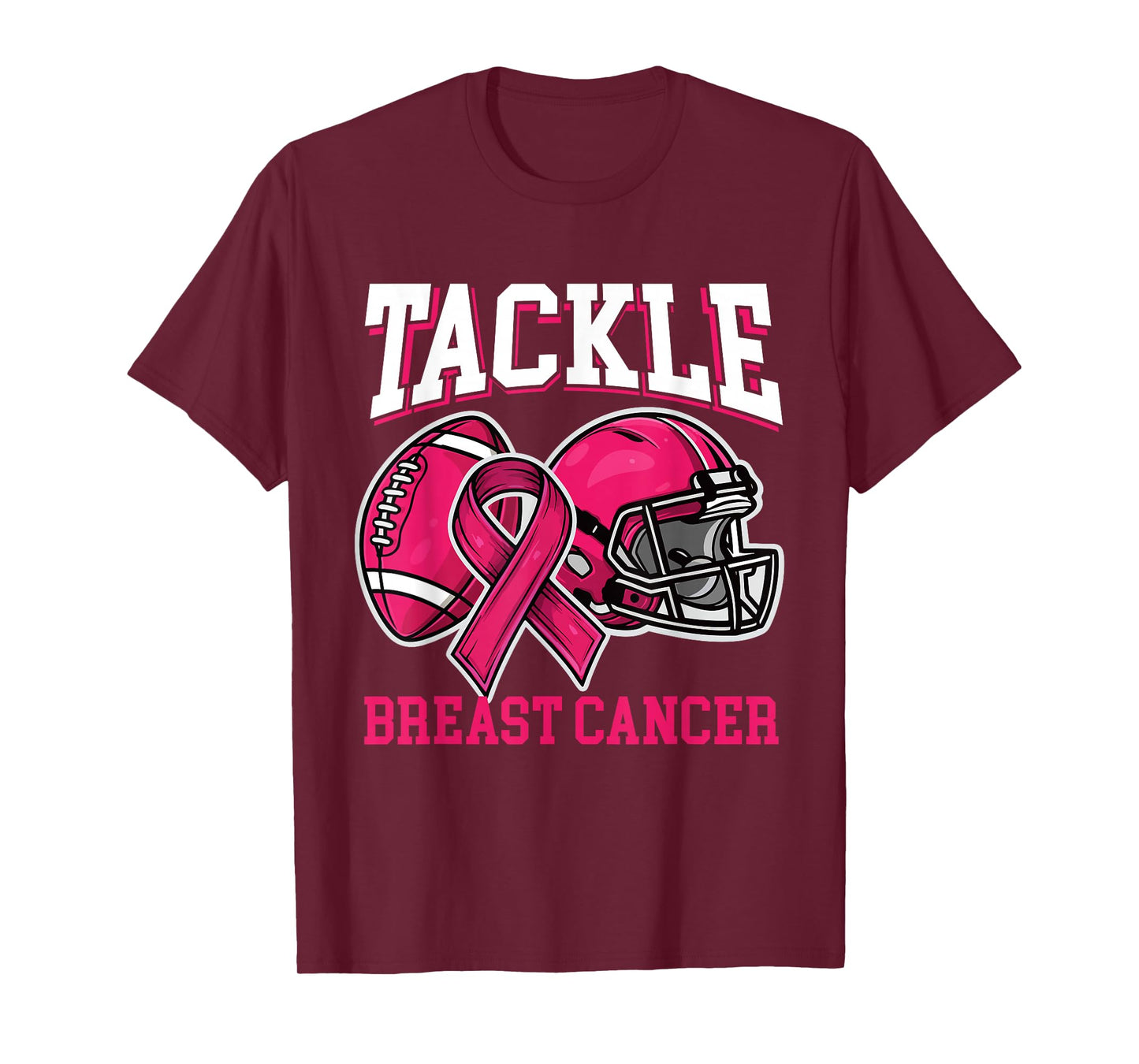 Tackle Breast Cancer - Breast Cancer Awareness Football Pink T-Shirt